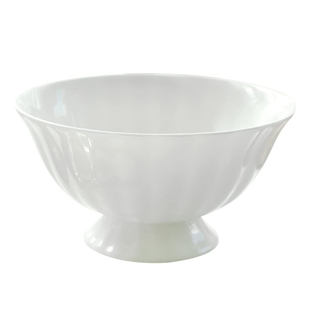 DOITOOL White Ceramic Pedestal Bowl - 8 Inch Round Footed Fruit Bowl for Kitchen Counter, Dessert Display Stand, Table Centerpiece Decor, Serving Tray - Perfect for Parties, Dining Room Decor & Fruit Display