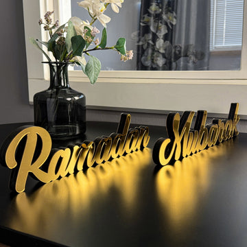 Ramadan Mubarak & Eid Mubarak Islamic Table Decor - Elegant Islamic Home Decoration Gift for Ramadan & Eid Celebrations - Perfect for Iftar Parties, Mosque Decor & Muslim Holiday Festivities