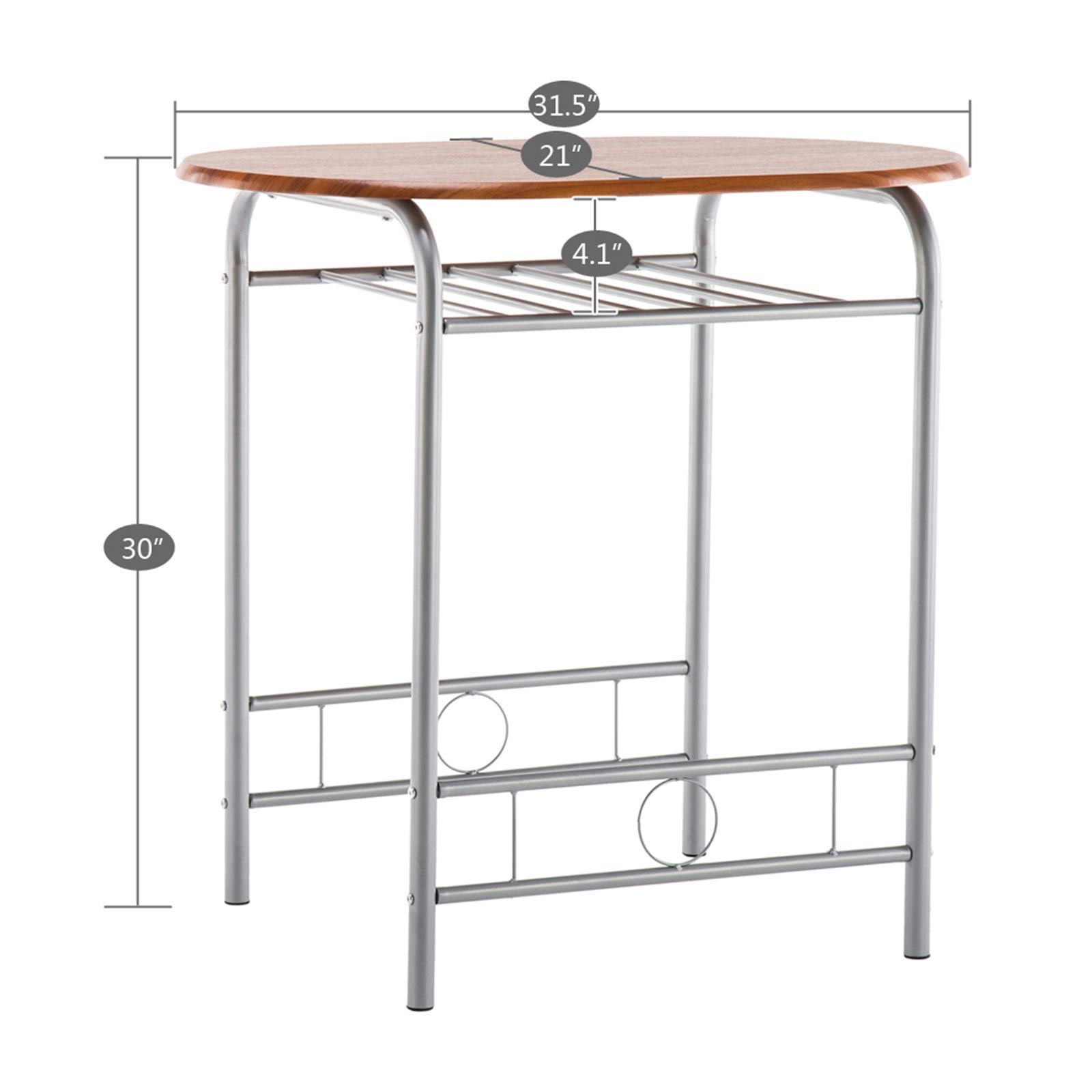 Compact 3-Piece Round Kitchen Table Set for 2 - Small Space Dining Table with 2 Chairs, Breakfast Nook Set with Wine Rack & Fruit Stand - Perfect for Apartments, Studios & Cozy Kitchens (Brown Wood)