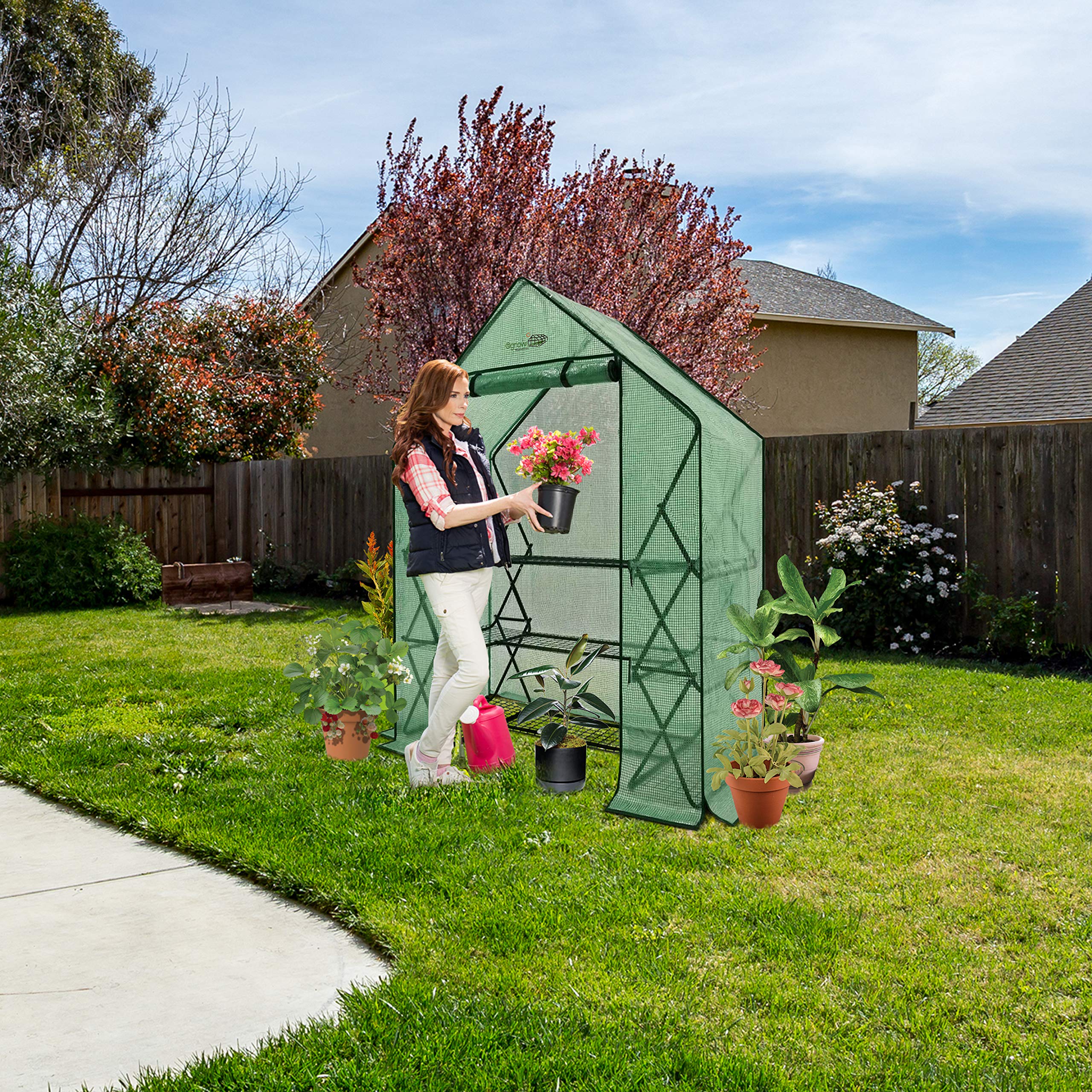 Ogrow® 3-Tier 9-Shelf Pop-Up Greenhouse with Premium Green PE Cover - Perfect for Indoor Gardening, Seed Starting & Plant Protection