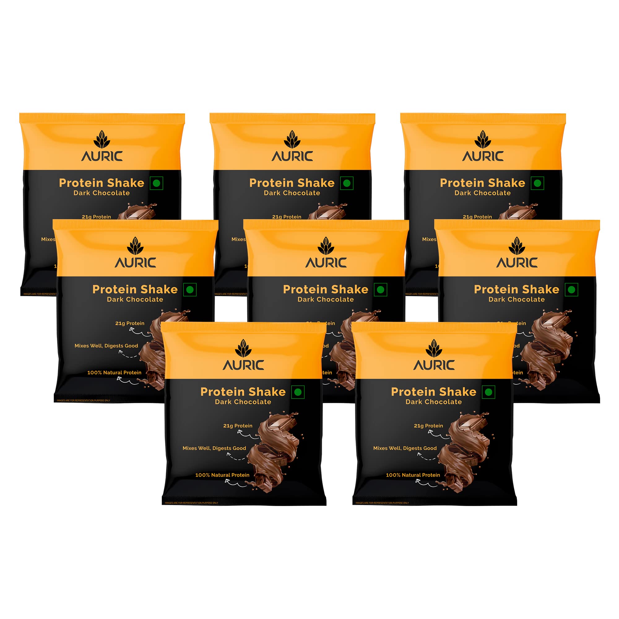Organic Vegan Protein Powder for Men & Women - Dark Chocolate Flavor | 21g Plant Protein & 6g BCAA per Serving | Muscle Recovery & Weight Management | Meal Replacement Shake for Gym, Workout & Healthy Lifestyle | 8 Single-Serve Packets