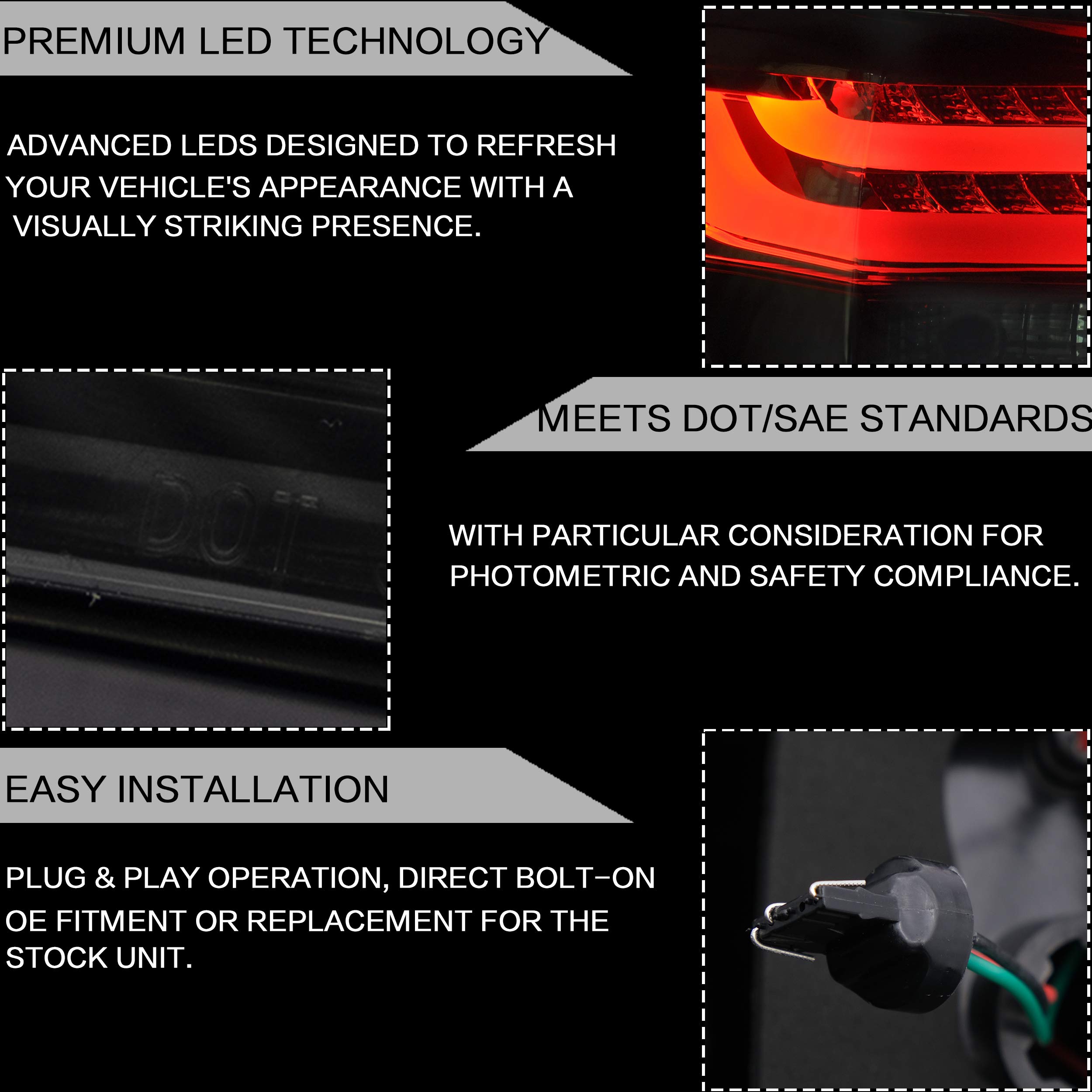 VLAND Smoked LED Tail Lights Assembly for Honda Accord Inspire 8th Gen Sedan 2008-2013 (2PCS) - Not for Coupe | Enhanced Style & Night Visibility for Daily Driving & Custom Car Shows