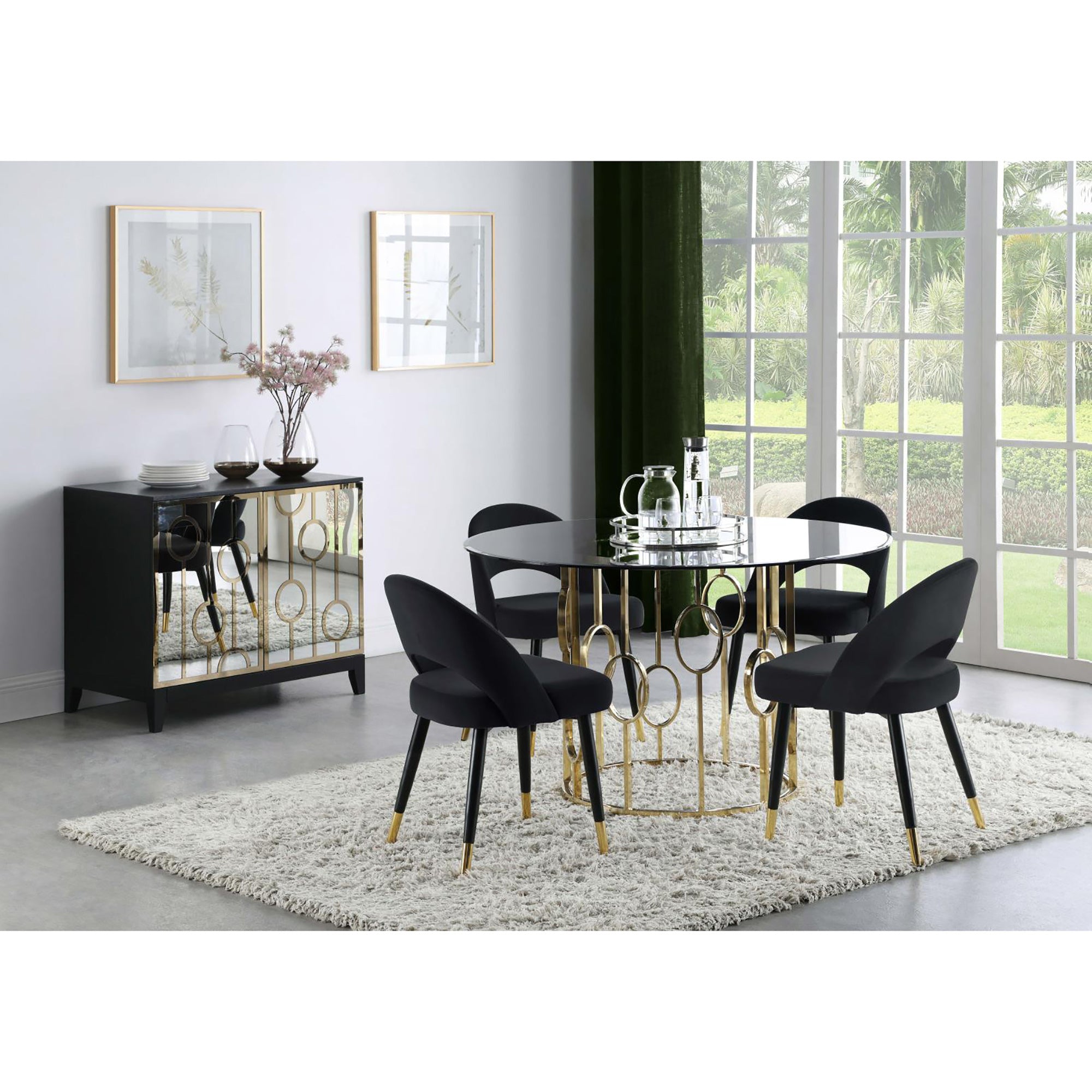 Modern Black Arched Back Side Chairs (Set of 2) - Elegant Dining Room & Kitchen Chairs for Home Decor
