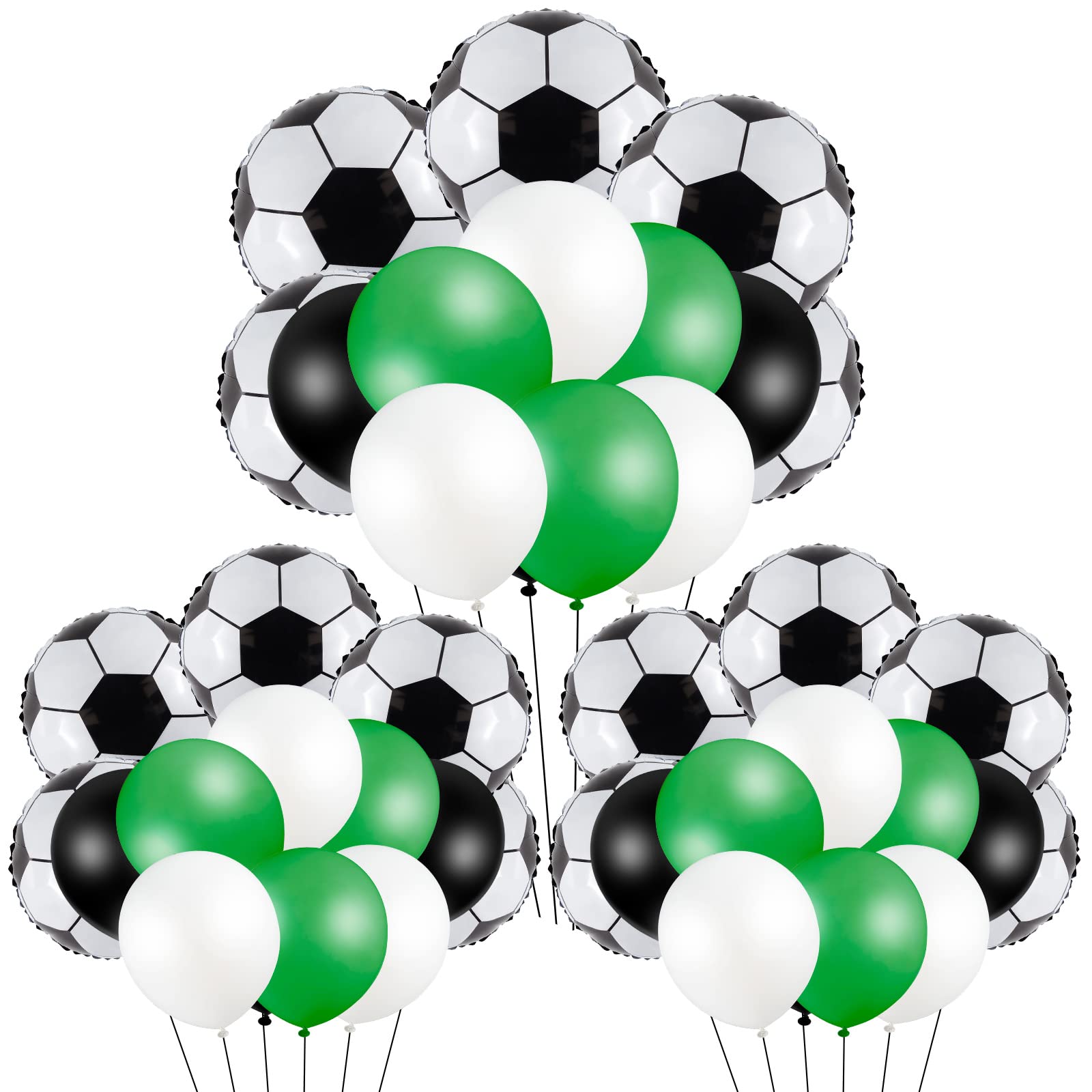 70-Piece Soccer Balloon Set for Birthday Parties - Includes 10 Metallic Foil Soccer Balloons & 60 Latex Balloons - Perfect for Boys & Girls Soccer Themed Decorations - Great for Birthday Decor, Team Celebrations & Sports Events