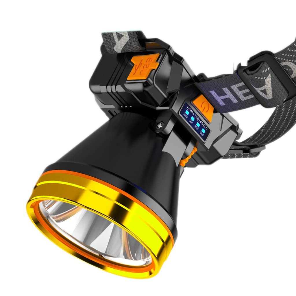 TONPOP Rechargeable LED Headlamp - 1000 Lumen Bright Head Mounted Flashlight for Outdoor Camping, Hiking, Night Fishing & Mining | Waterproof & Long-Lasting Battery | White Light (Perfect for Emergency Use & Hands-Free Work)