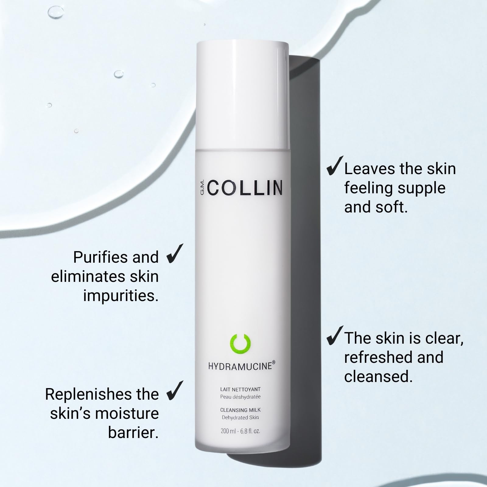 G.M. COLLIN Hydrating Skincare Set - Hydramucine Cleansing Milk & Hydrating Mist for Dry Skin | Daily Moisturizing Routine & Spa Facial Care