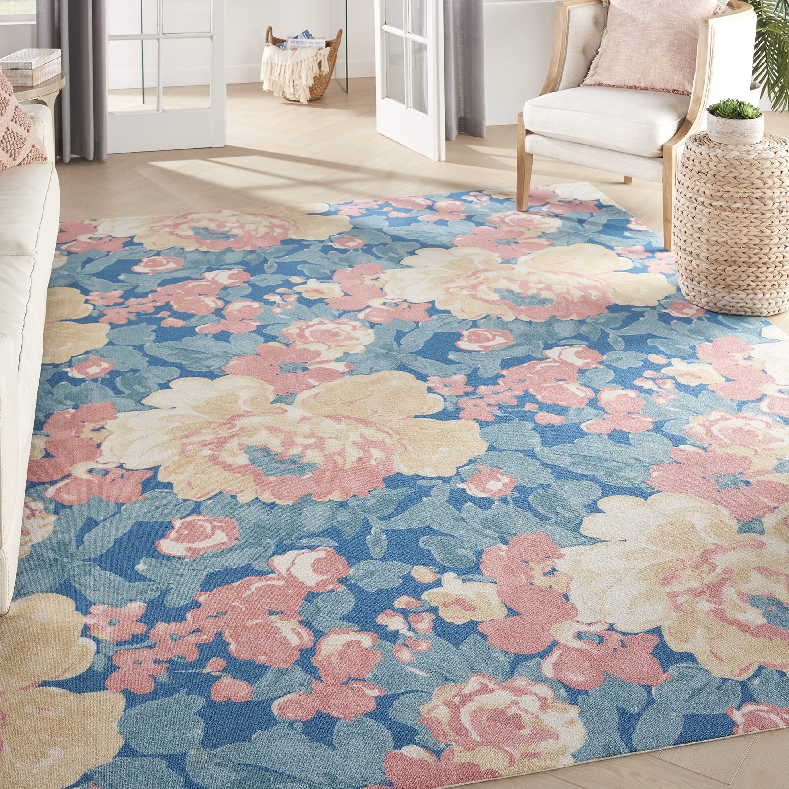 Waverly Sun N' Shade Indoor/Outdoor 10' x 13' Blue Area Rug - Easy to Clean, Non-Shedding, Stain Resistant - Perfect for Bedroom, Living Room, Dining Room, Backyard, Deck & Patio - Great for High Traffic Areas & Outdoor Entertaining (10x13)