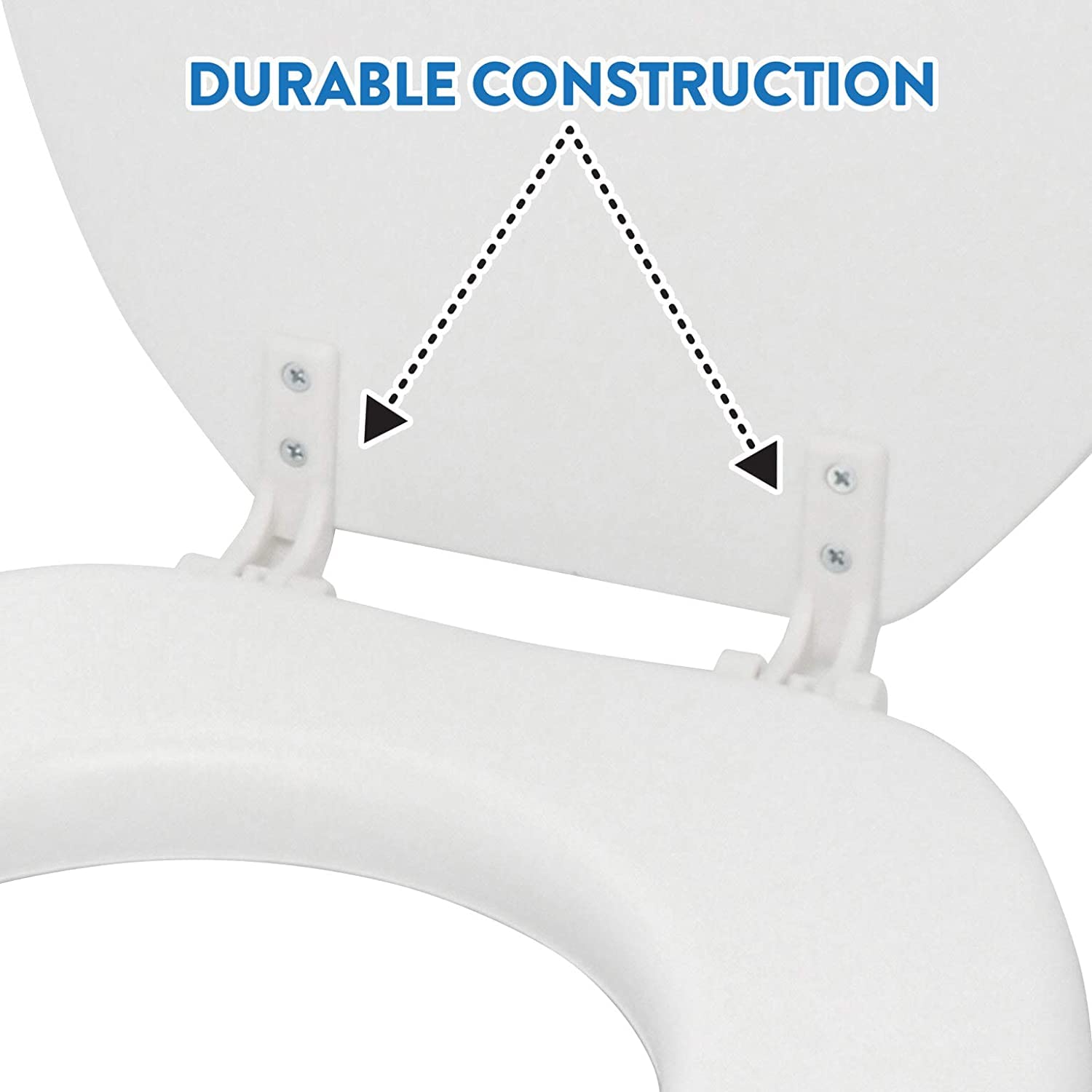 Soft Round Padded Toilet Seat with Easy-Clean Hinge - White | Quick Installation & Hygienic Bathroom Upgrade for Home & Commercial Use