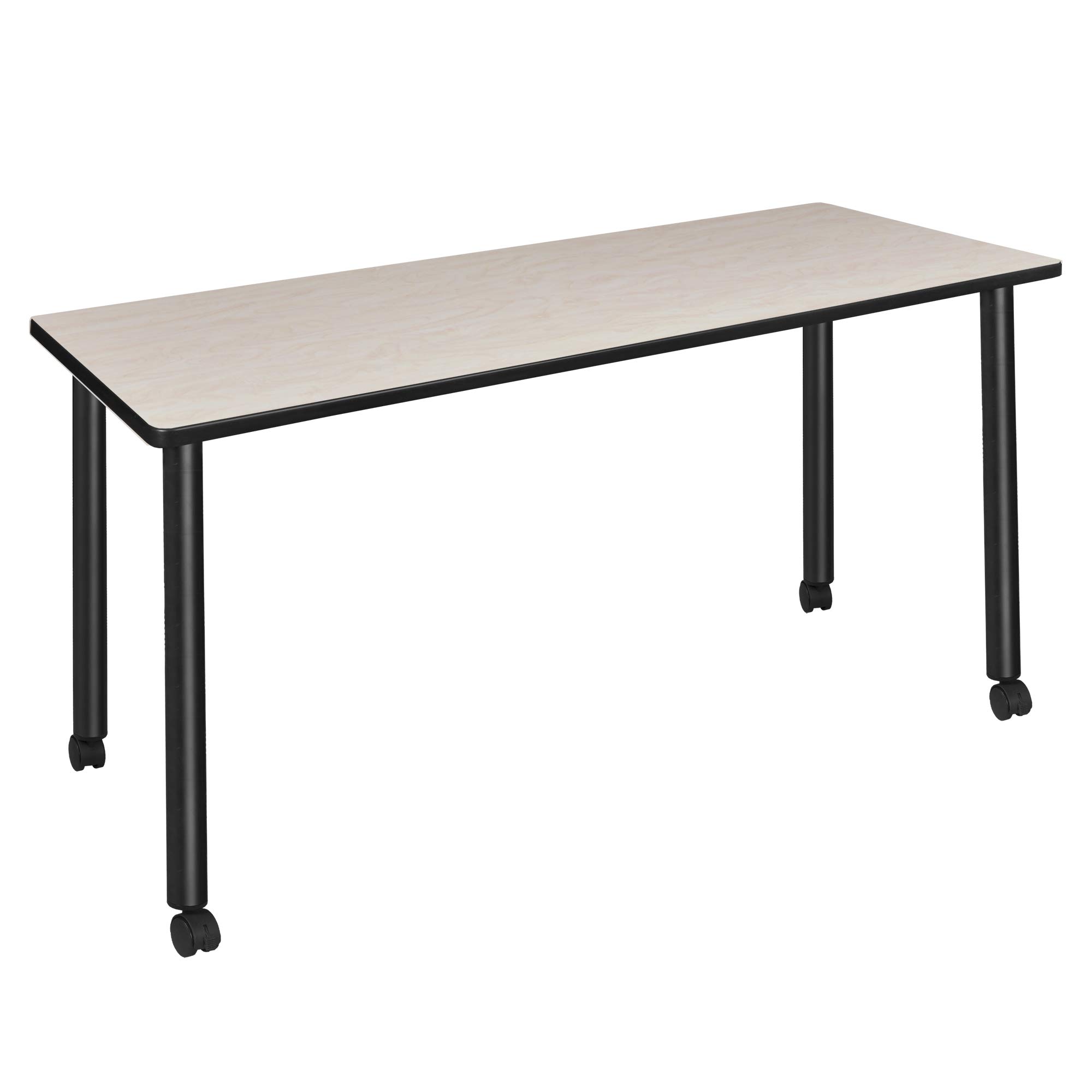 Regency Kee Mobile Training Room Tables - Medium Size, Maple & Black Finish - Perfect for Corporate Meetings, Classrooms & Event Spaces