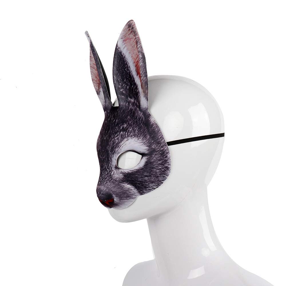 1Pcs Halloween Rabbit Ear Mask - Half Face Animal Mask for Halloween, Easter, Costume Party & Cosplay - Perfect for Kids & Adults Costume Accessories