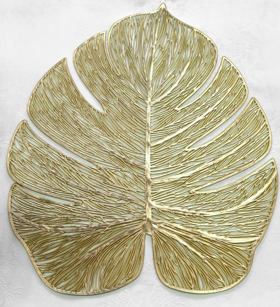 120-Piece Pressed Vinyl Metallic Placemats Set - Elegant Gold Table Mats for Weddings, Parties & Special Events - Premium Waterproof & Reusable Placemats for Dining Table Decor, Centerpieces & Home Entertaining