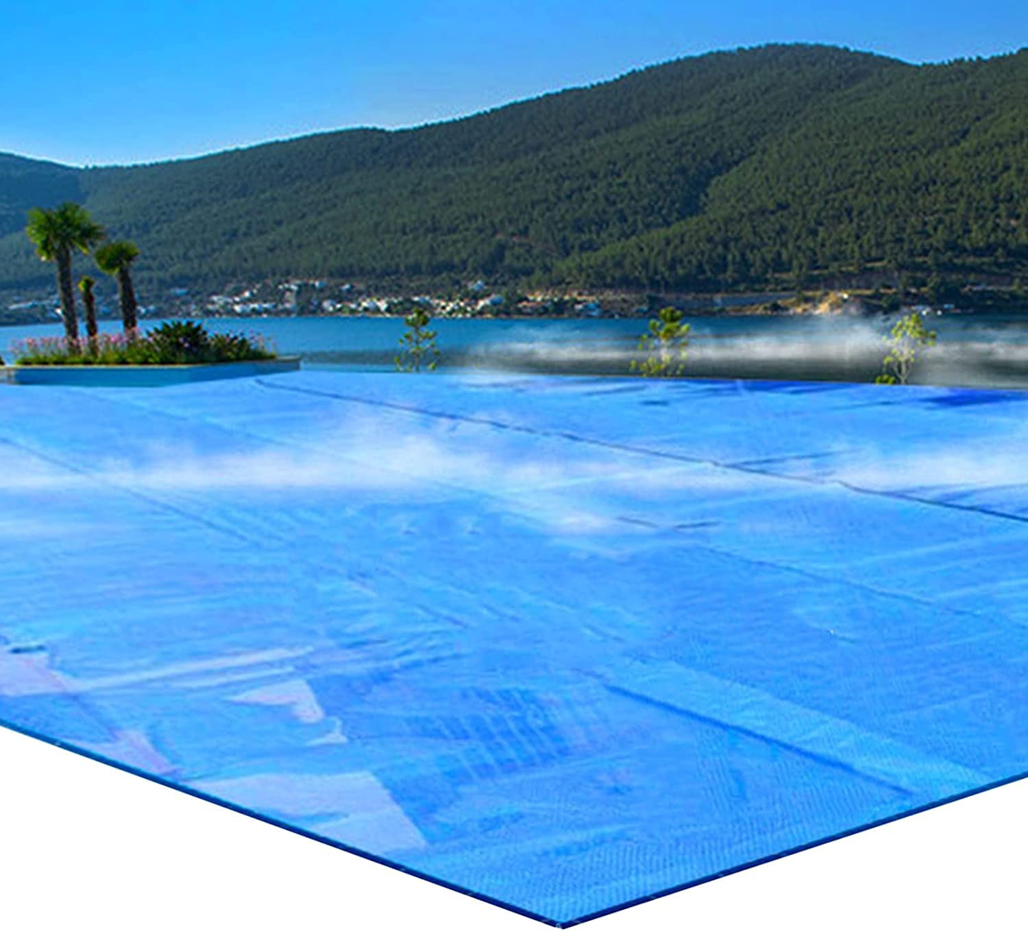 Heavy Duty Rectangular Solar Tarpaulin - 400x460cm (13ftx15ft) Blue Heat Insulation Film Blanket for Hot Tub & Swimming Pool Protection | UV Resistant, Weatherproof Cover for Outdoor Use, Spa Maintenance, Winter Pool Covers