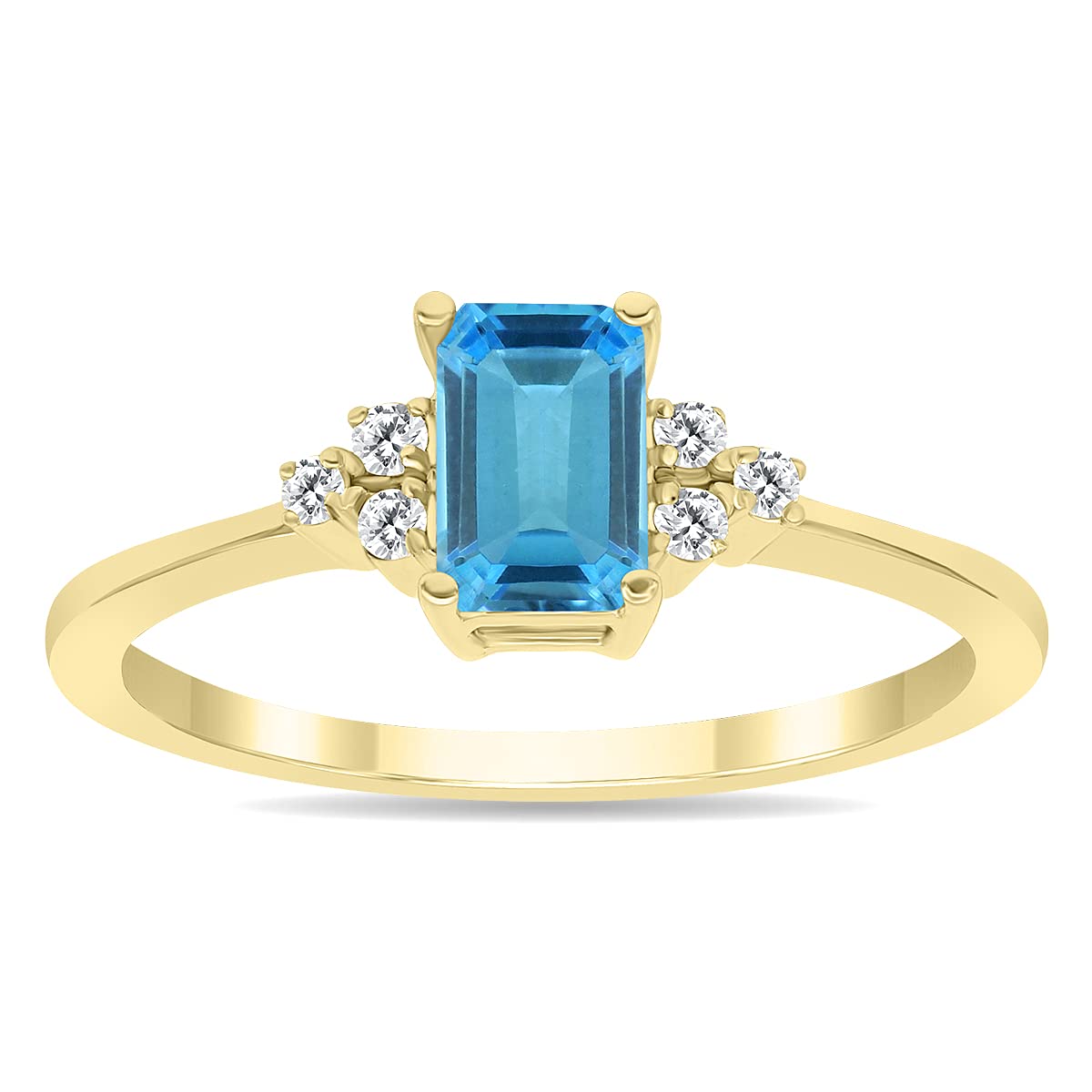 10K Yellow Gold Gemstone & Diamond Ring - Emerald, Sapphire, Blue Topaz, Amethyst | Elegant Jewelry for Women, Anniversary Gift, Wedding Band, Valentine's Day Present