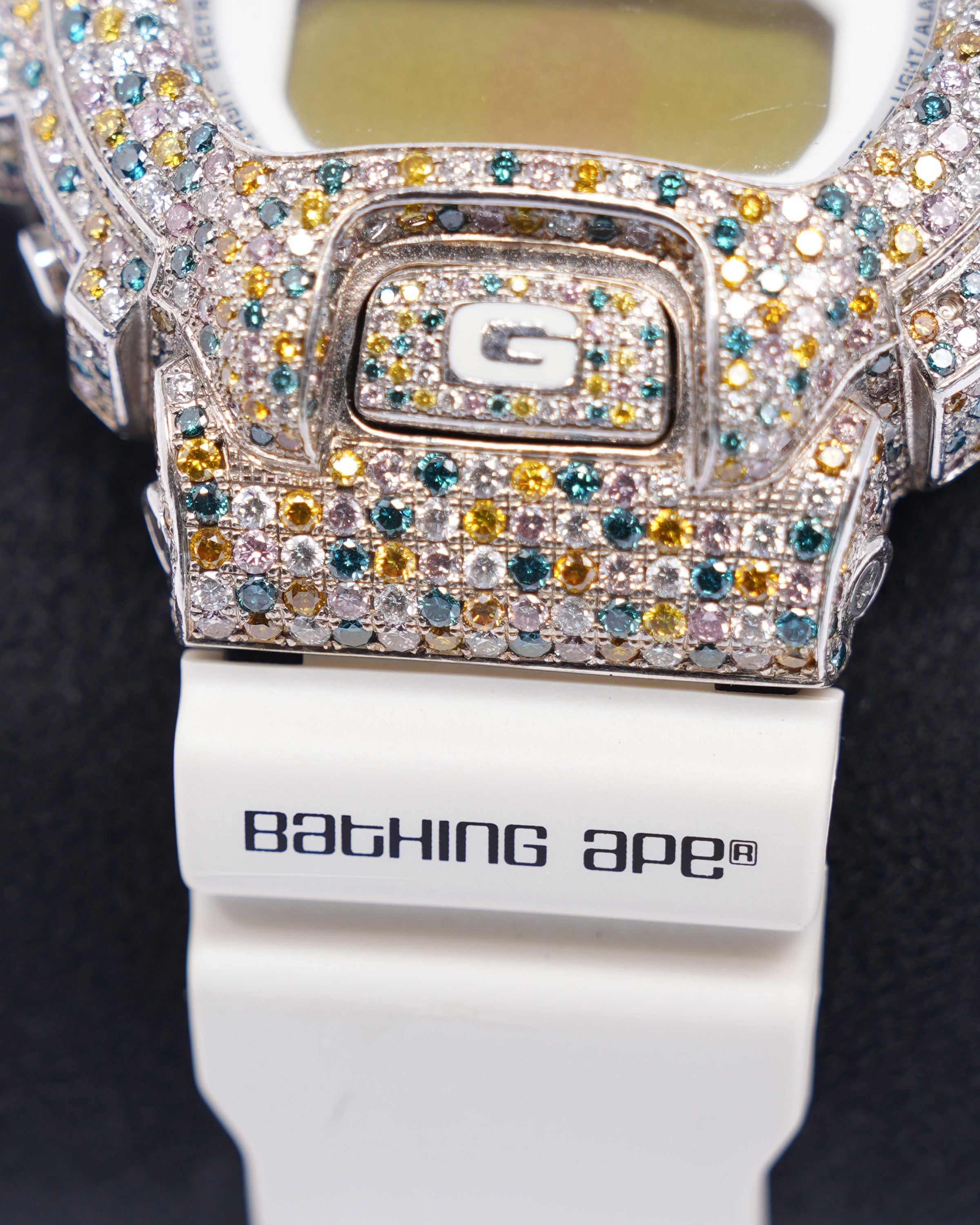 18K White Gold Casio G-Shock × BAPE DW-6900 Luxury Watch - Stylish & Durable for Men, Perfect for Streetwear & Outdoor Adventures