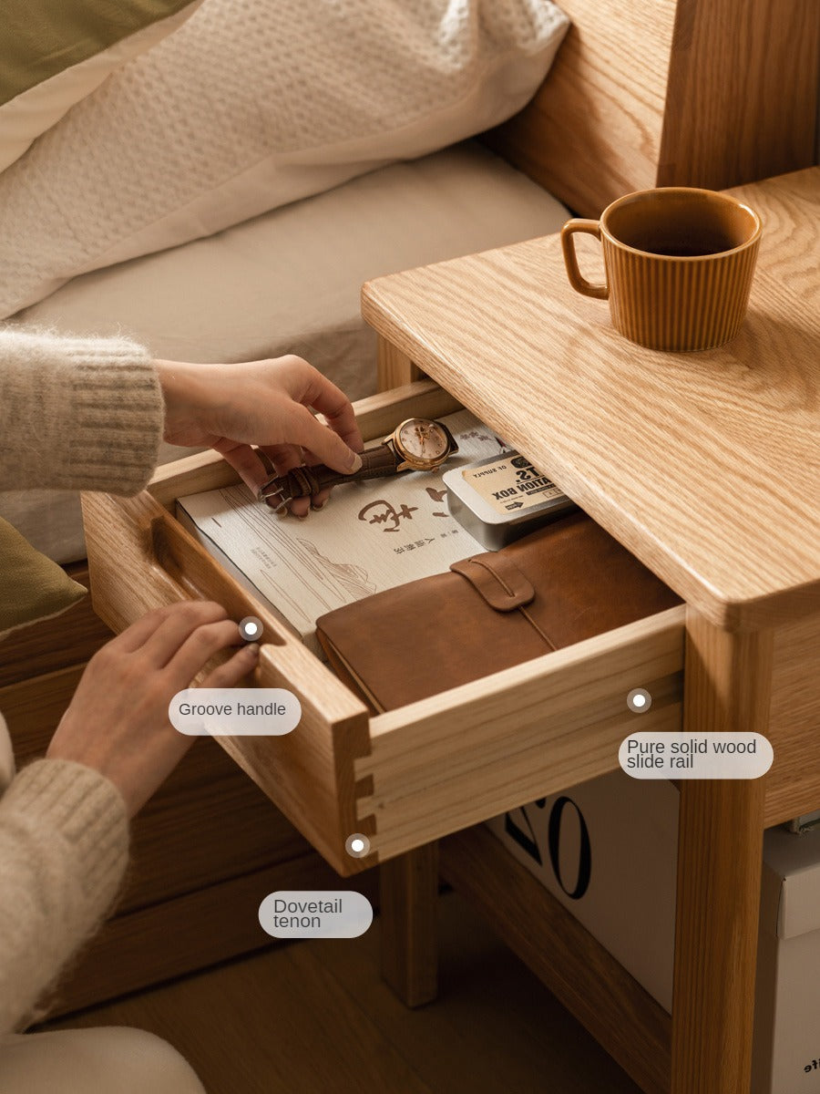 Solid Oak Wood Nightstand - Bedside Table with Drawer for Bedroom Furniture, Perfect for Storage and Decor | Modern & Rustic Home Design