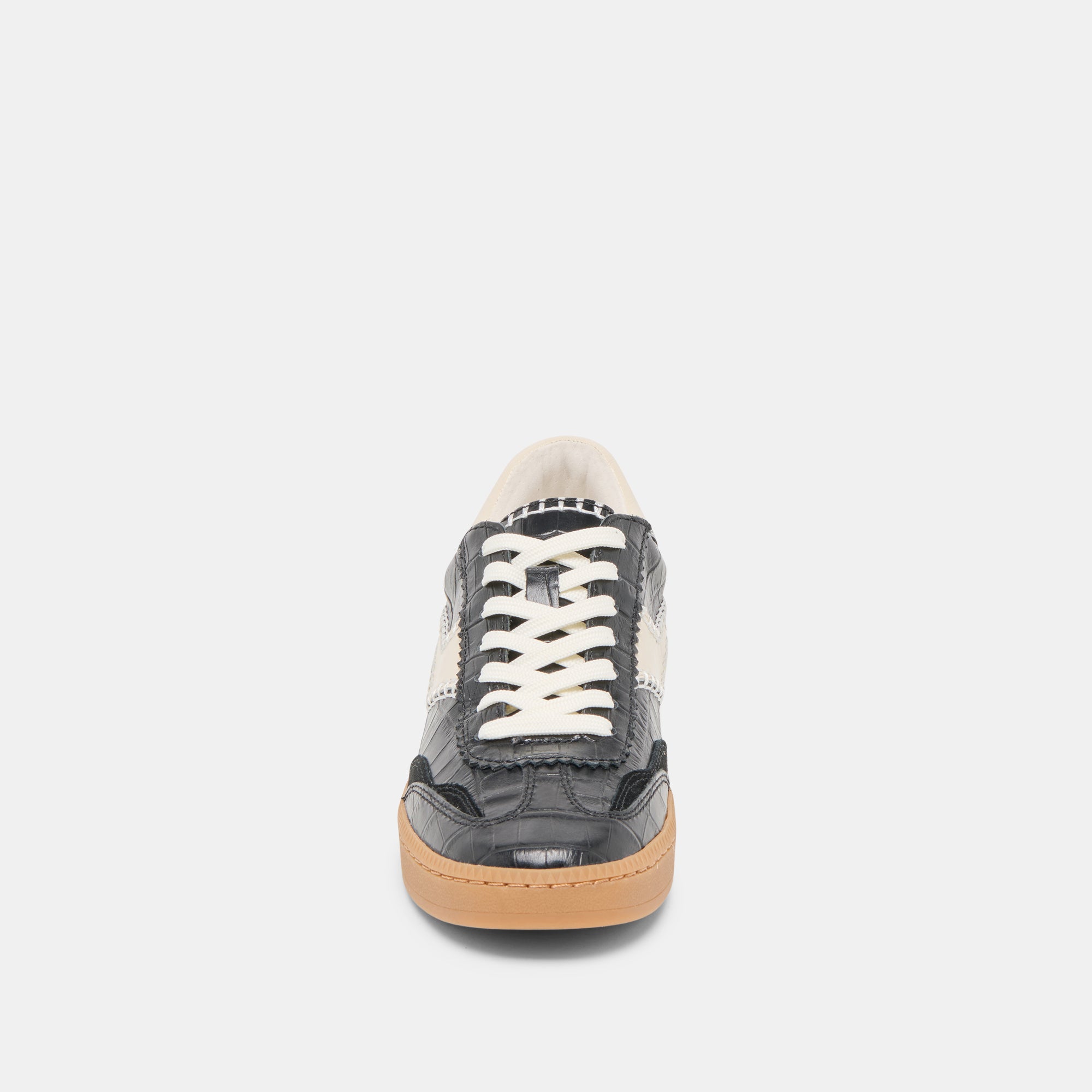 Stitch Sneakers for Women - Noir Crocodile Embossed Leather Fashion Shoes - Perfect for Casual Wear, Office & Date Nights