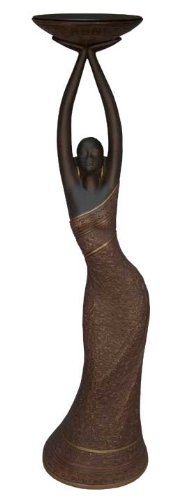 Ebony Treasures Handcrafted Wooden Candle Holder - Elegant Woman Silhouette Design in Vibrant Red | Perfect for Romantic Dinners, Spa Relaxation & Home Decor
