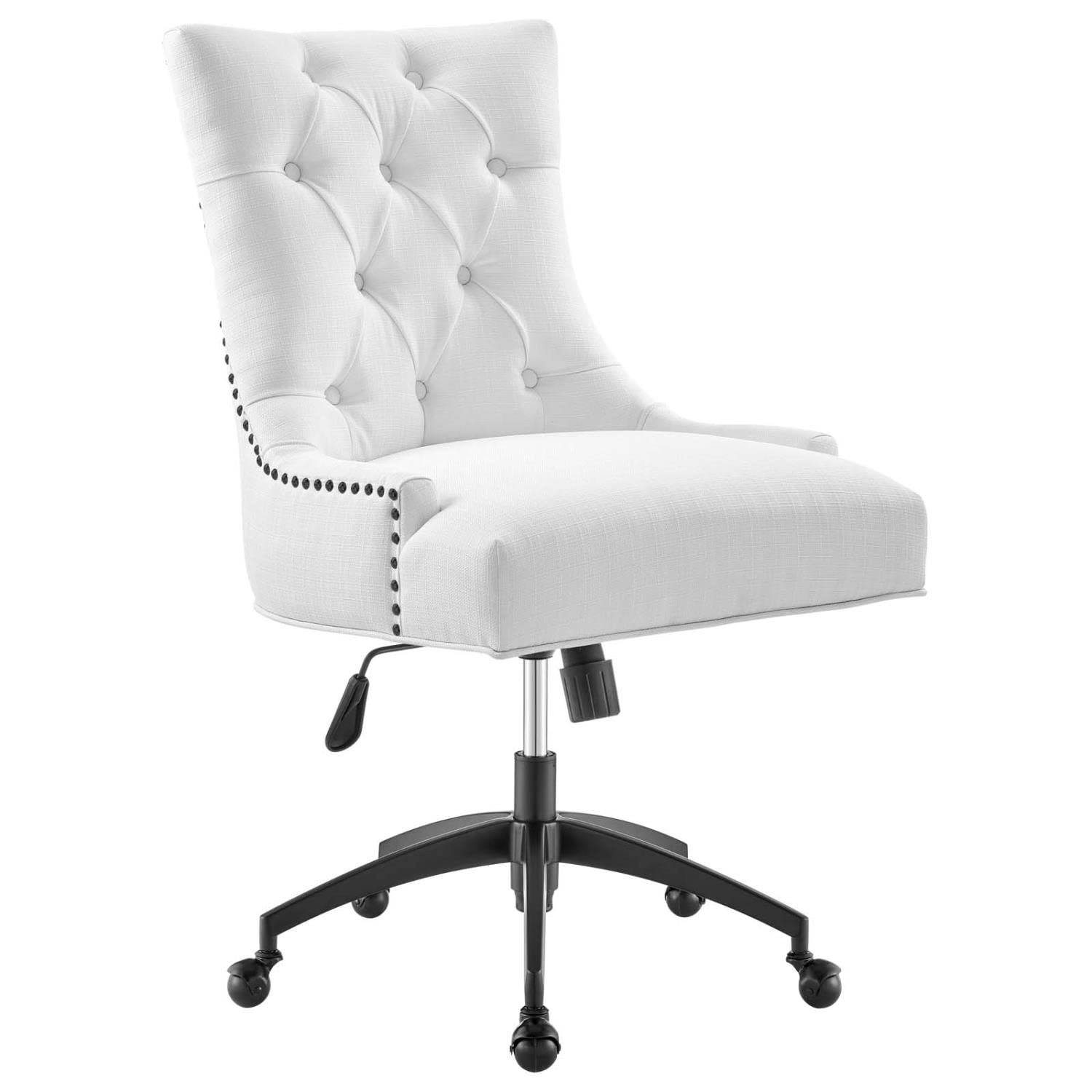 Modway Regent Tufted Fabric Swivel Office Chair - Ergonomic Executive Desk Chair with Adjustable Height & 360° Rotation, Black & White - Perfect for Home Office, Conference Rooms & Workspaces