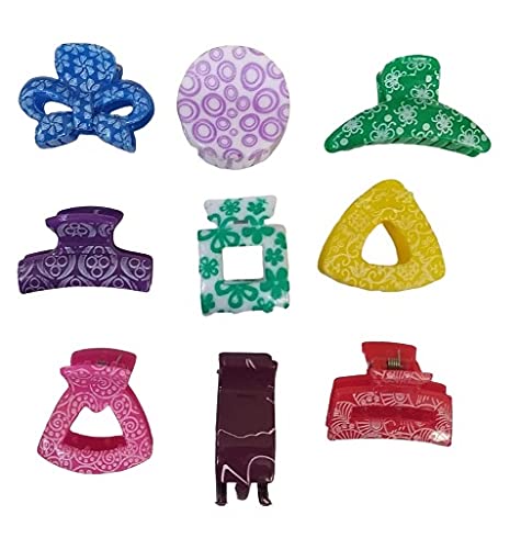 Trendy Plastic Hair Claw Clips for Women - Pack of 12 Multicolor Medium Hair Clutches (Designs May Vary) - Perfect for Ponytails, Buns & Everyday Hairstyles