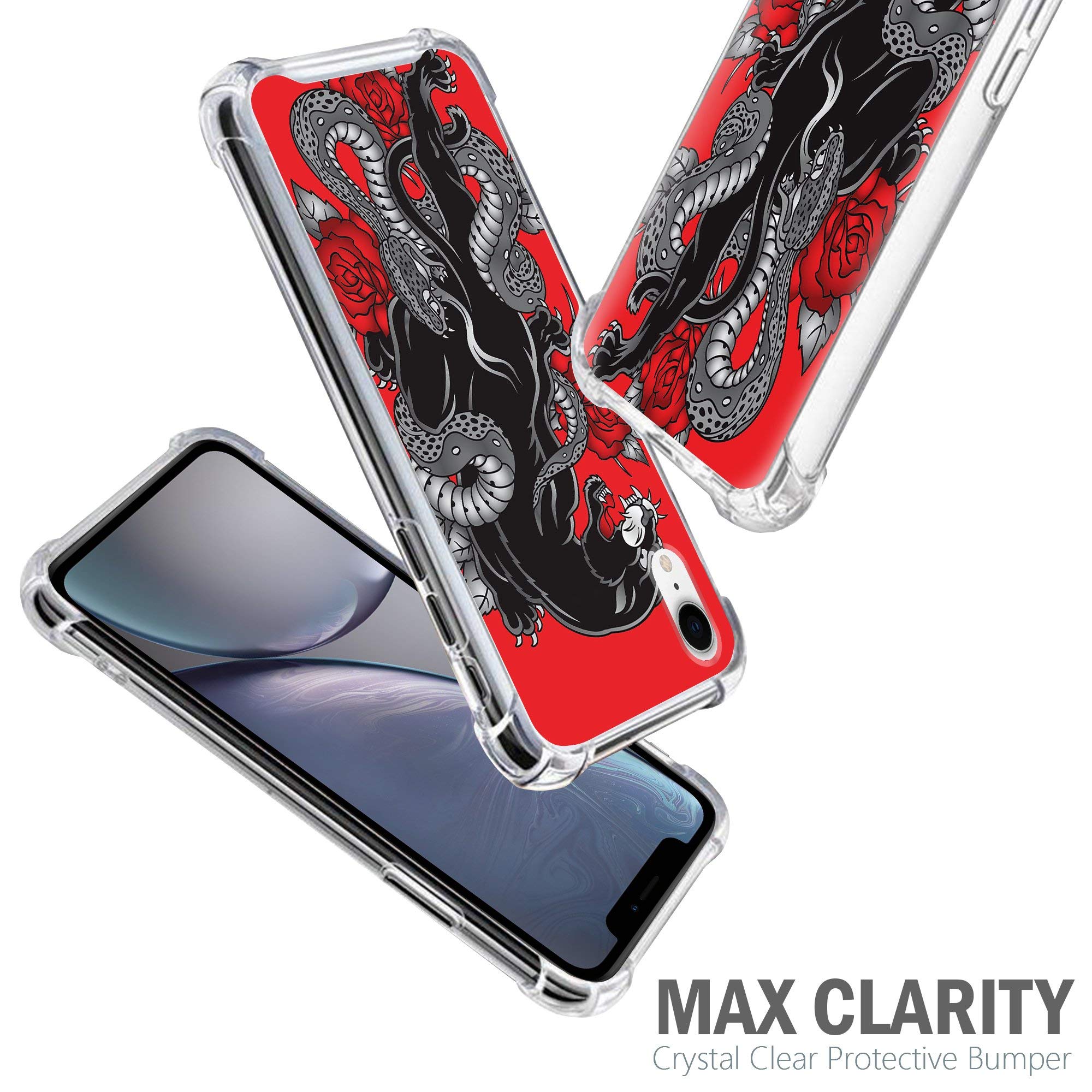 Premium Clear Slim Fitted Case for Apple iPhone XR/10R - Full Body Protection with Stylish Red Panther Design | Perfect for Everyday Use, Work & Outdoor Activities