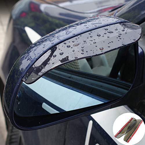 2Pcs Carbon Fiber Rear View Mirror Rain Guards - Smoke Black Side Mirror Visors & Eyebrow Covers for Cars, Trucks, SUVs | Waterproof Protection & Enhanced Style for Rainy Weather Driving