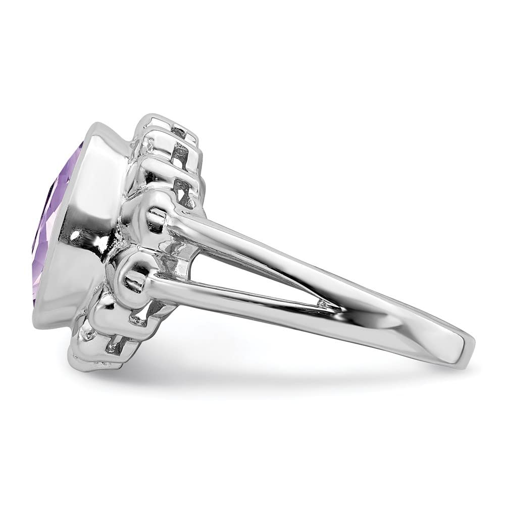 Diamond2Deal 925 Sterling Silver Checker-Cut Pink Quartz Engagement Ring - Size 5 | Elegant Promise Ring for Women, Perfect for Proposals, Anniversaries & Valentine's Day Gifts