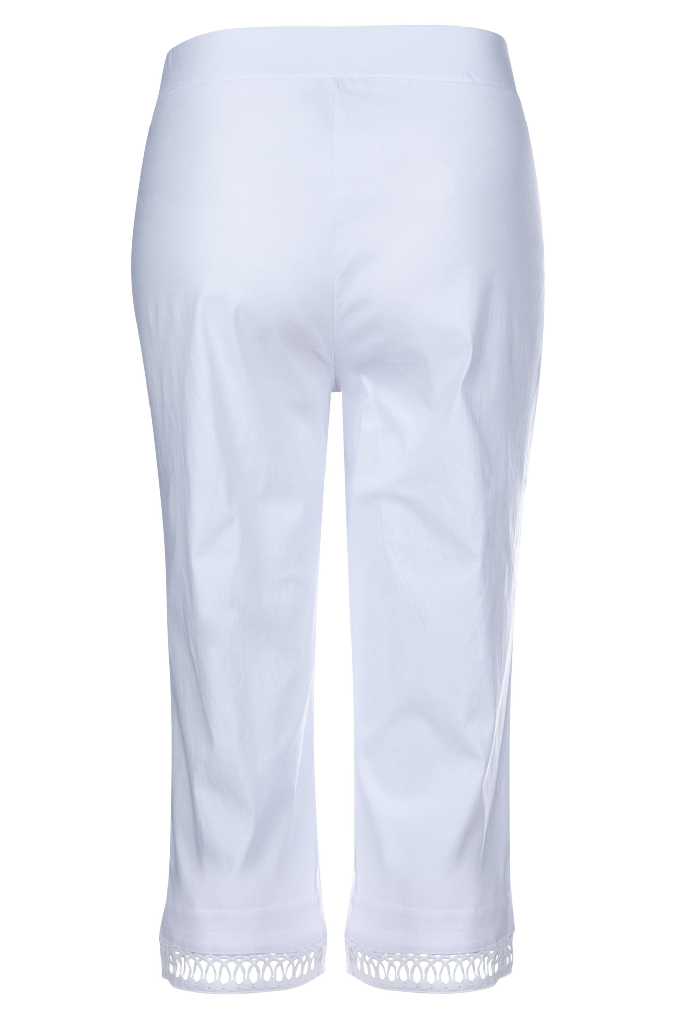 Stylish Mid Calf Pants with Elegant Lattice Trim in White | 6302A1 | Perfect for Office Wear & Casual Outings