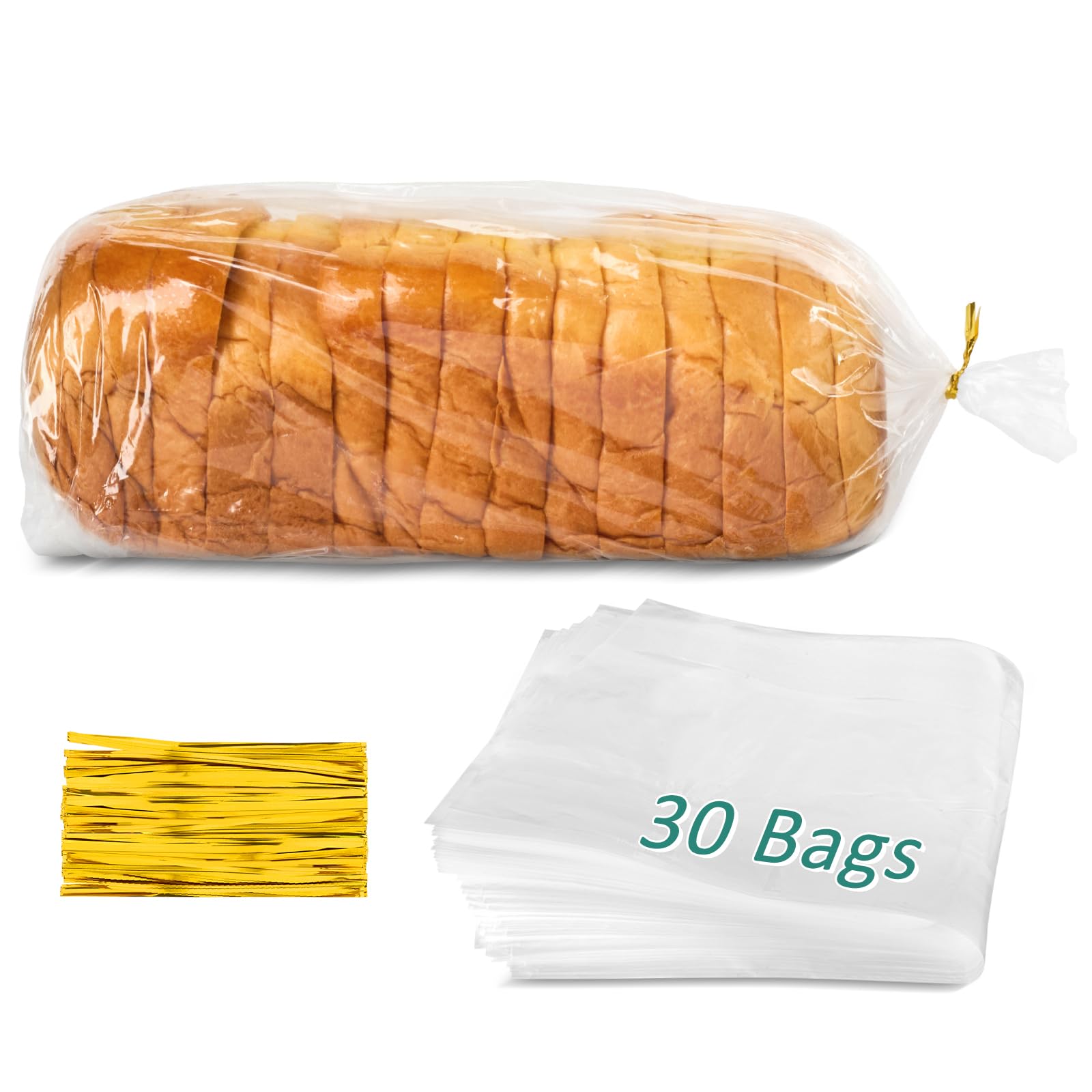 Ocmoiy Clear Plastic Bread Bags with Ties for Homemade Bread & Bakery Storage - 8