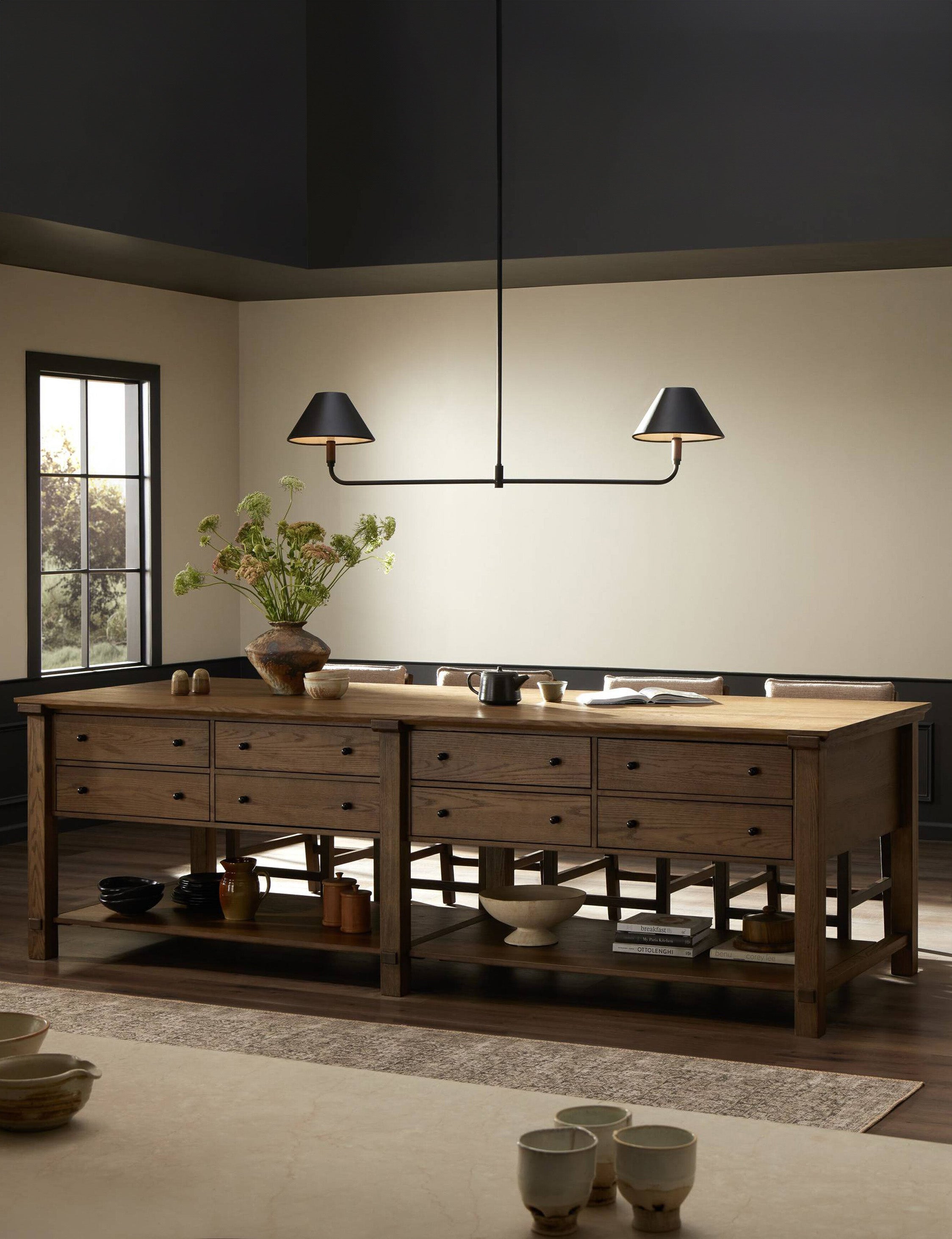 Burke Kitchen Island with Storage - Modern Rolling Kitchen Cart with Butcher Block Top for Small Spaces - Perfect for Meal Prep, Dining & Extra Counter Space in Apartments & Homes