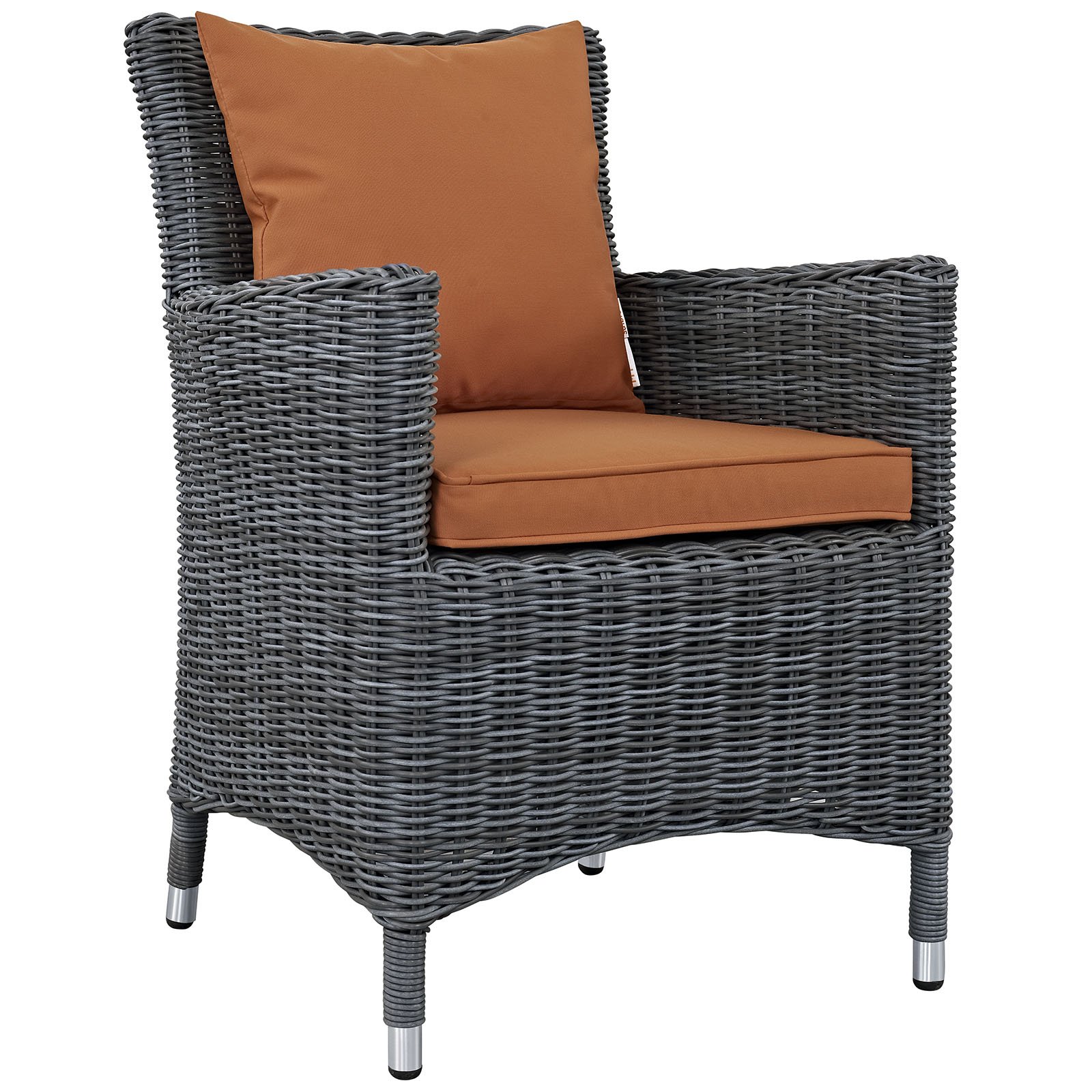 Modway Summon Wicker Rattan Outdoor Patio Dining Armchair with Sunbrella Canvas - Waterproof & UV Resistant - Perfect for Backyard, Garden, Poolside & Terrace Dining