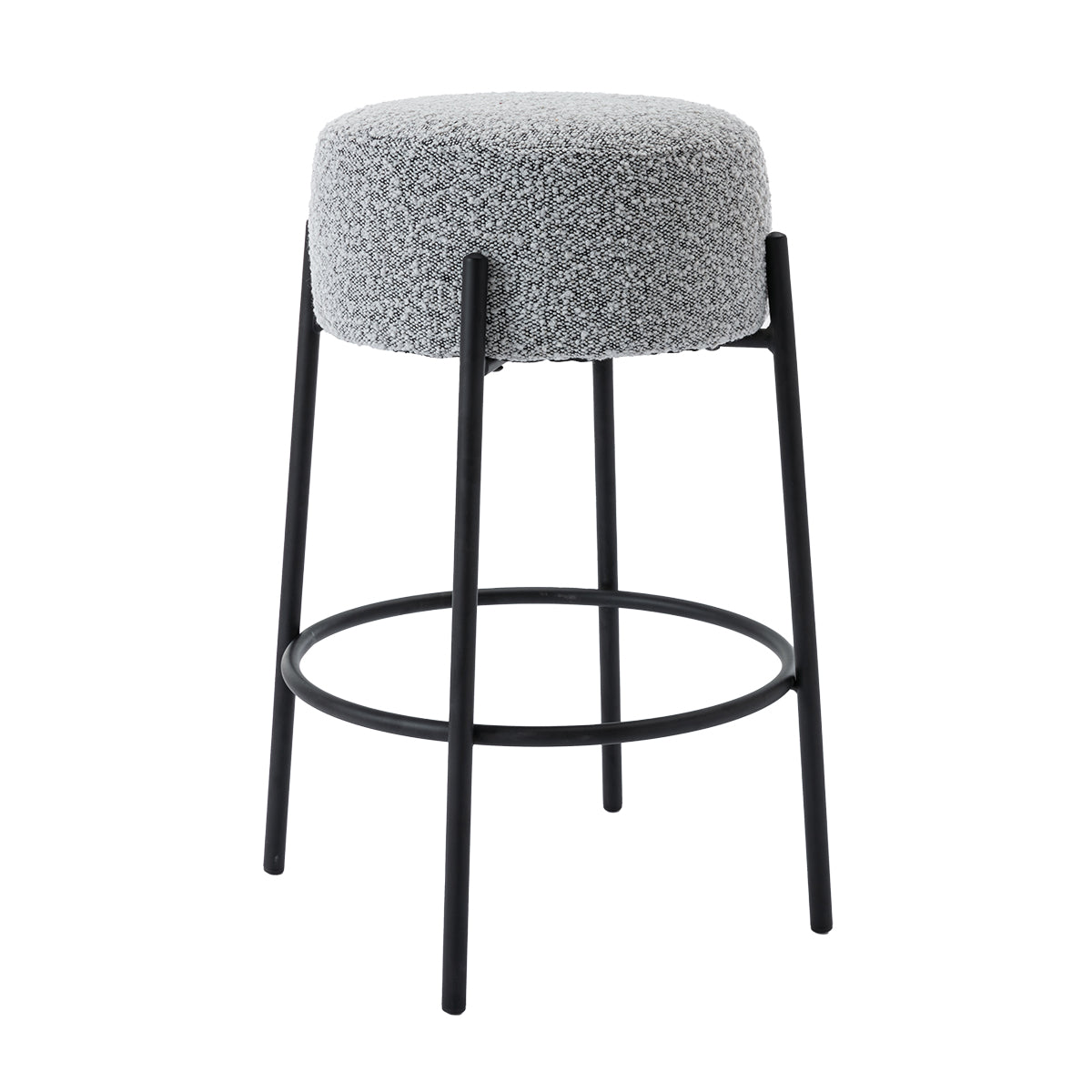 Amara Boucle Bar Stool - Modern Upholstered Counter Height Stool with Metal Legs for Kitchen Island, Breakfast Nook & Home Bar Decor