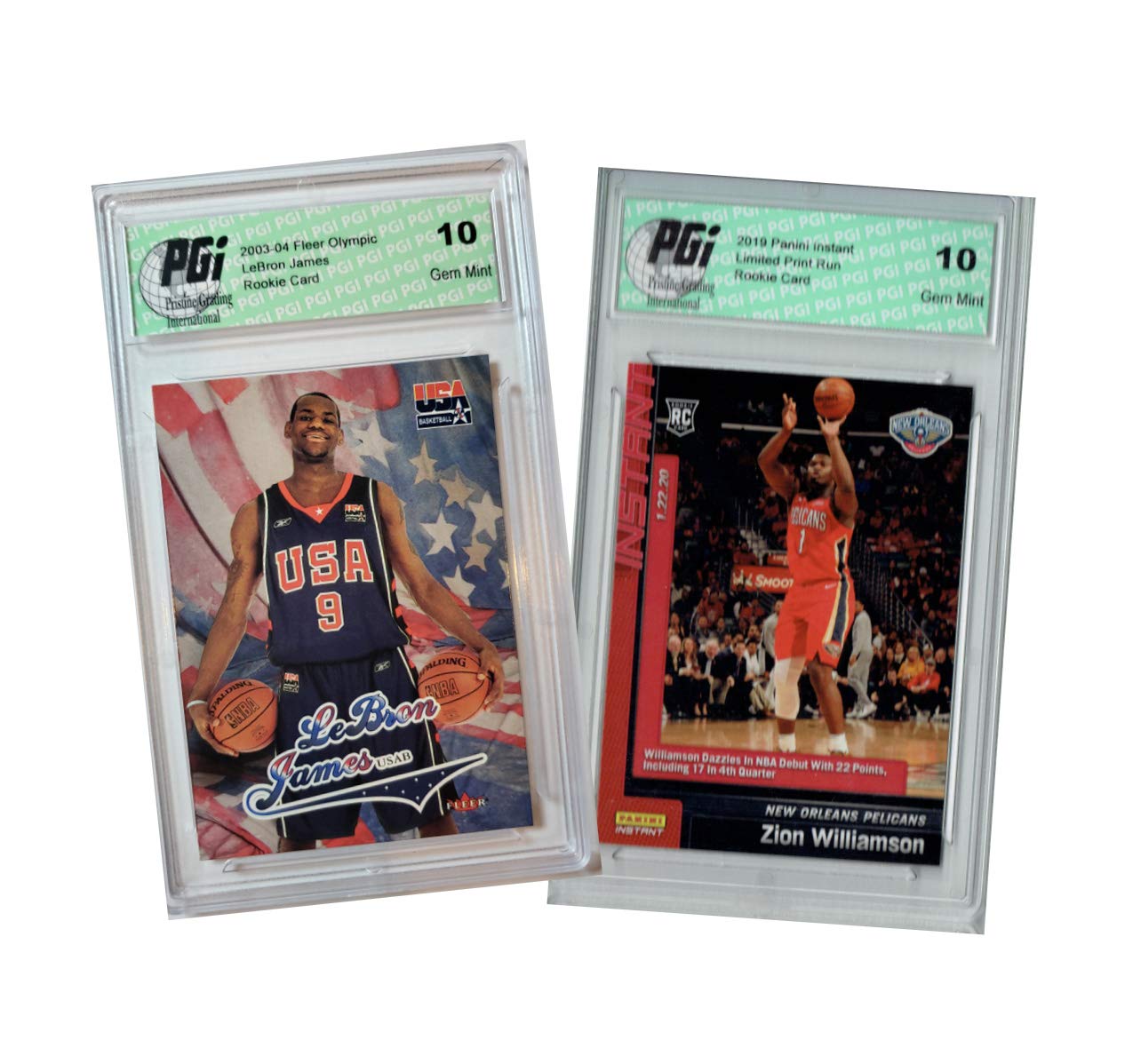 Zion Williamson 2019 Panini Instant #76 Lebron James 2003 USA Rookie Card PGI 10 Graded - Rare Basketball Trading Card for Collectors & Investors | Perfect for Display Cases, Sports Memorabilia Collections & Gift Giving