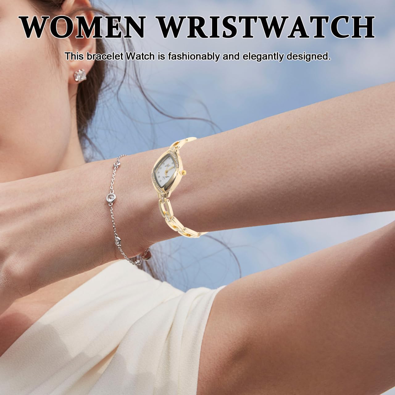 Elegant Hemobllo Women's Rhinestone Bracelet Watch - Fashionable Mini Dress Bling Watch for Ladies in Silver White/Golden Black/Golden White/Rosy White/Silver Black | Perfect for Parties, Weddings & Formal Events