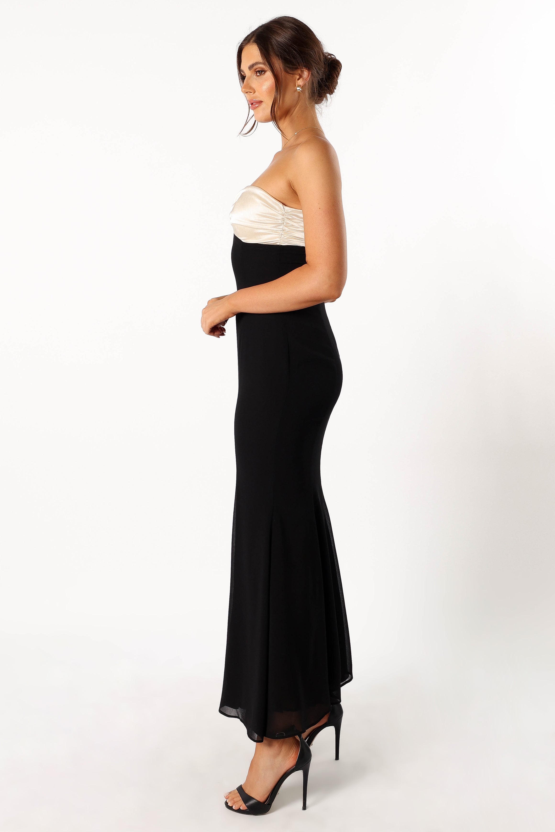Elegant Strapless Maxi Dress for Women - Black Floor-Length Formal Gown for Weddings, Parties & Evening Events
