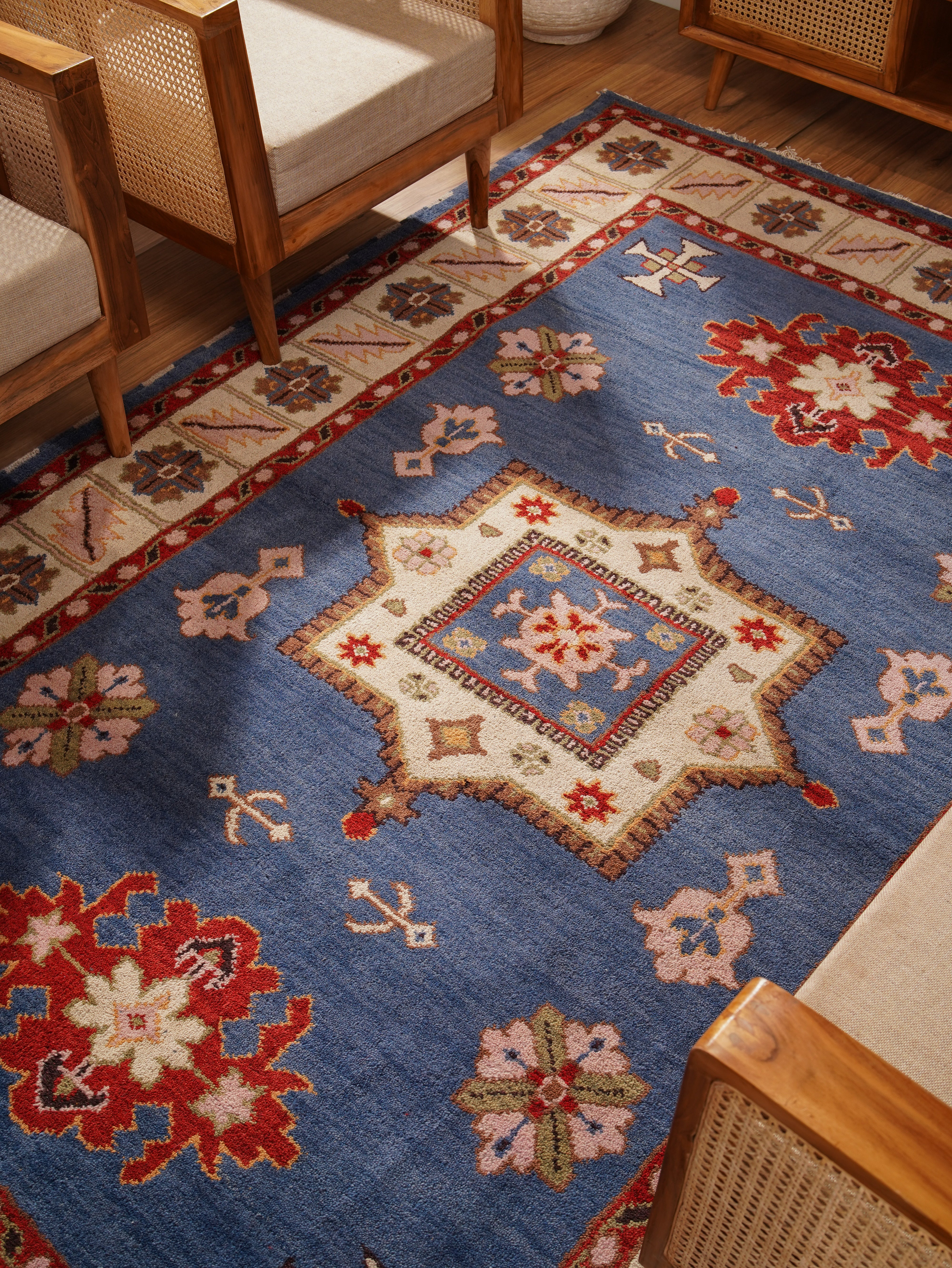 Handmade Afghan Rug - Premium Hand Knotted Wool Carpet for Living Room, Bedroom & Home Decor | Traditional Oriental Design | Durable & Soft Floor Covering