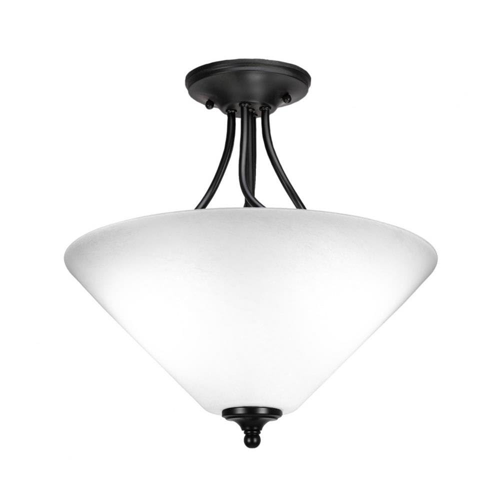 Toltec Lighting Capri 3-Light Semi-Flush Mount Ceiling Fixture in Matte Black (909-MB-2161) - Modern Farmhouse Lighting for Dining Room, Bedroom & Entryway