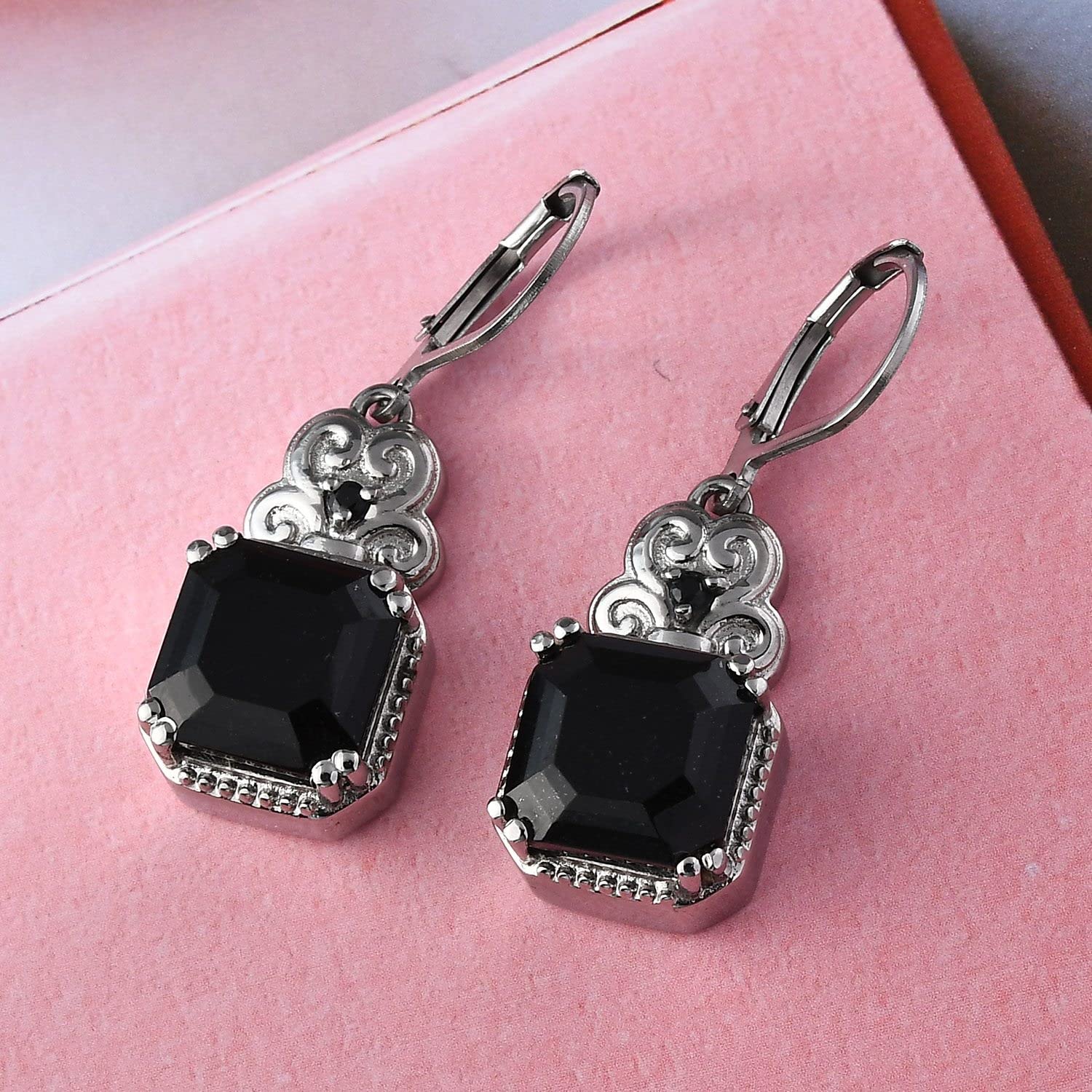 Black Tourmaline & Spinel Dangle Earrings for Women - 7.13ct Birthstone Jewelry with Stainless Steel Lever Back - Elegant Gift for Birthday, Anniversary & Special Occasions | Perfect for Parties, Weddings & Everyday Wear