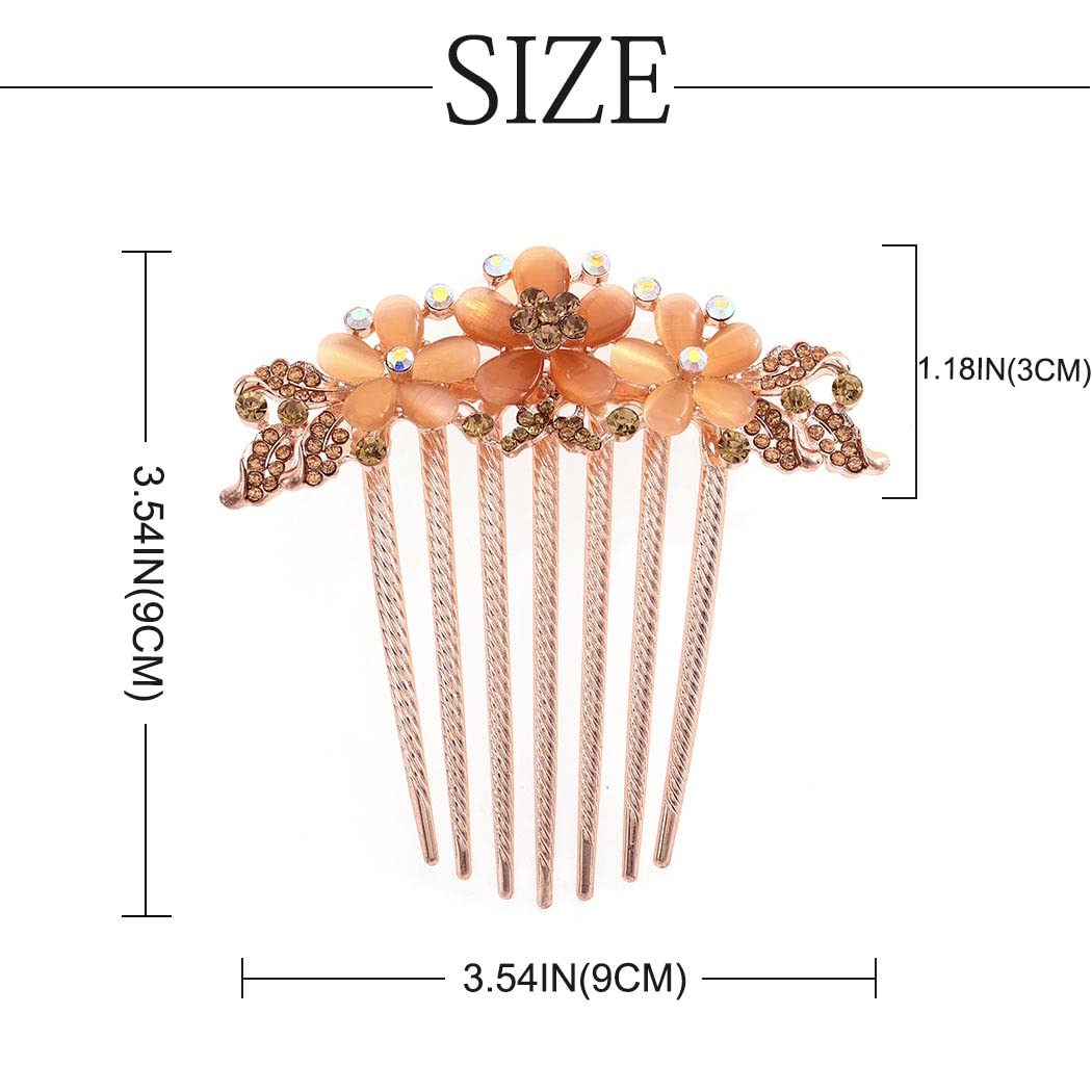 Bohend Rhinestone Hair Comb - Crystal Hair Barrettes for Women & Girls | Elegant Bridal Hair Accessories | Perfect for Weddings, Prom & Special Occasions (Champagne)