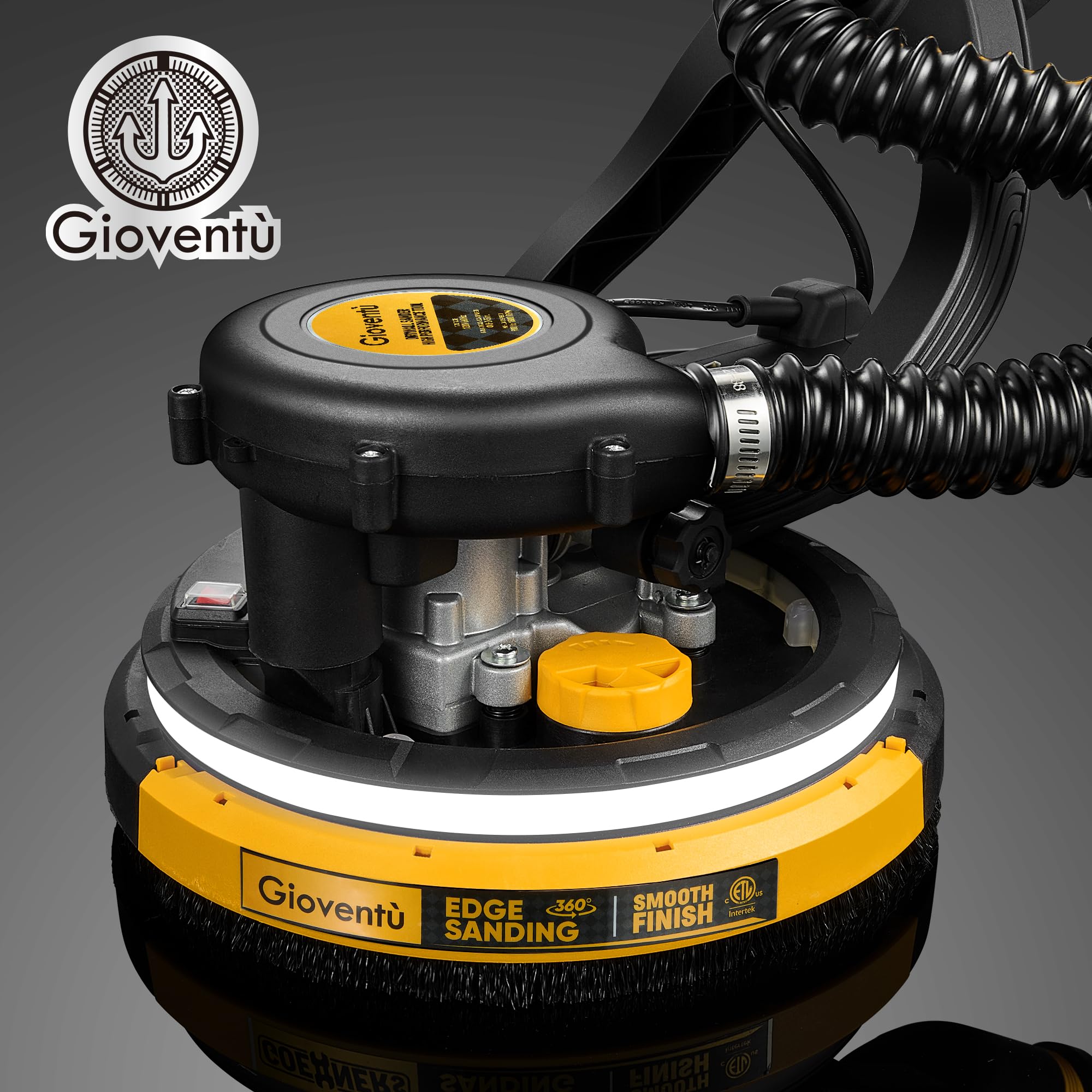 750W Electric Drywall Sander with Vacuum Attachment - Auto Dust Collection, 7 Speed Settings (900-1800 RPM) - Dustless Wall Sander for Popcorn Ceiling & Drywall - Long Power Cord - Perfect for Home Renovation & Professional Construction Projects