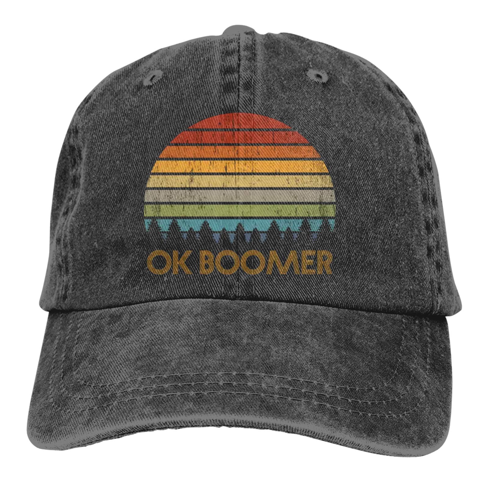 Vintage Retro Sunset Cowboy Hat & Denim Dad Jeans Baseball Cap - Classic Plain Fit Unisex Hat for Western Style, Music Festivals & Outdoor Adventures