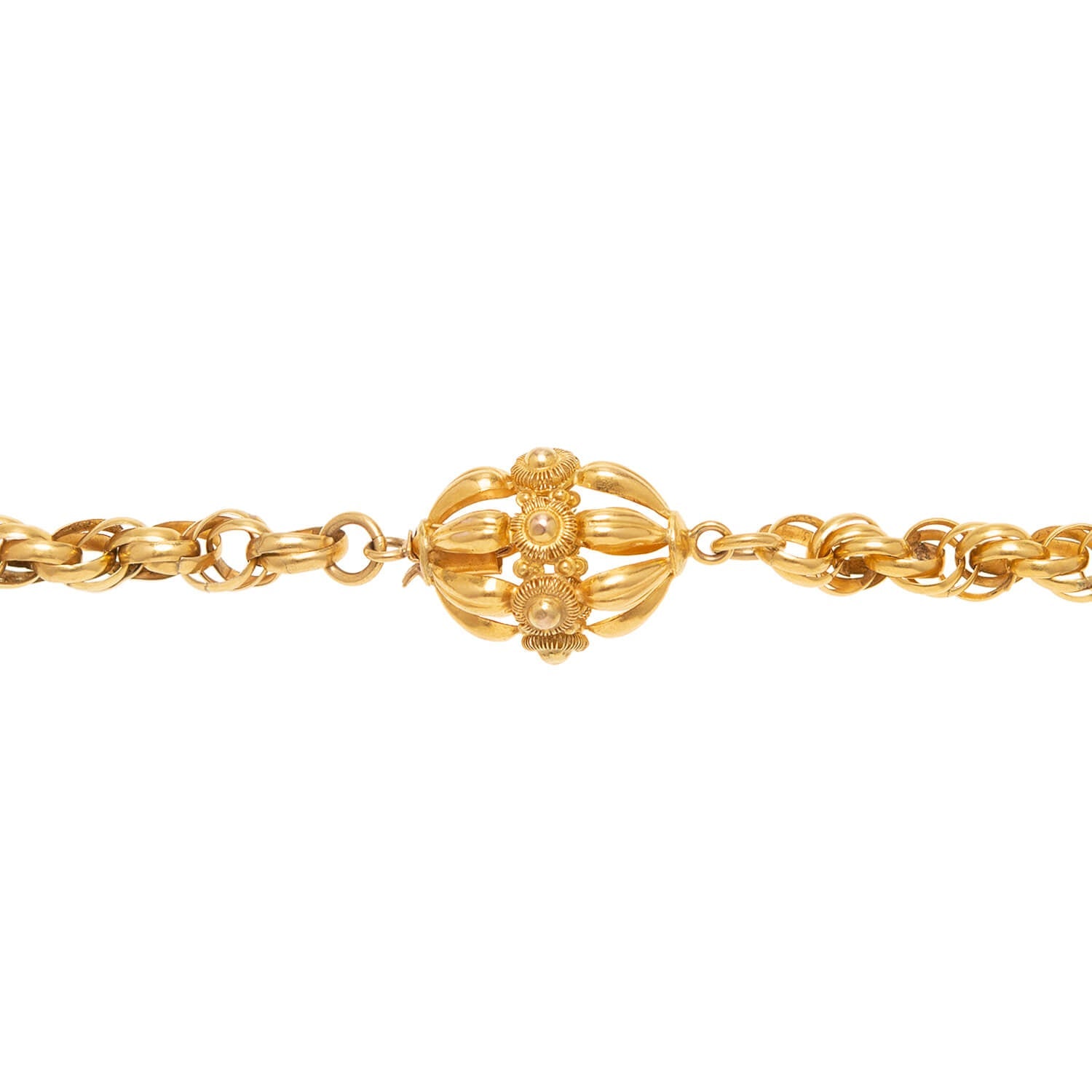 18k Gold Georgian Long Link Chain Necklace with Secure Clasp - 46 Inch Elegant Jewelry for Women, Perfect for Layering, Gift Giving & Special Occasions