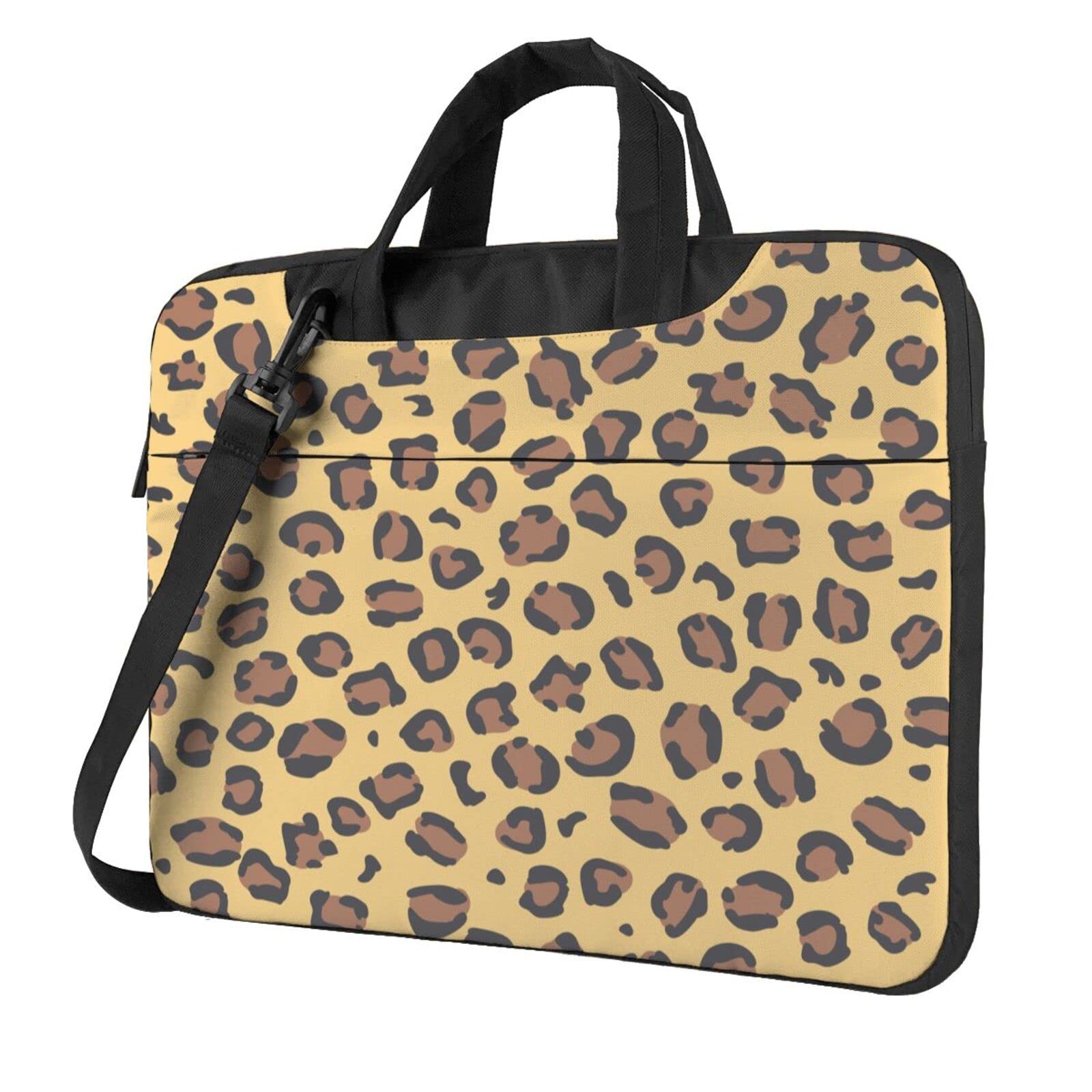 Stylish Leopard Print Laptop Bag for Men & Women - Durable 15.6 Inch Briefcase with USB Charging Port - Perfect for Office, Business Travel & College (Black Leopard Design)