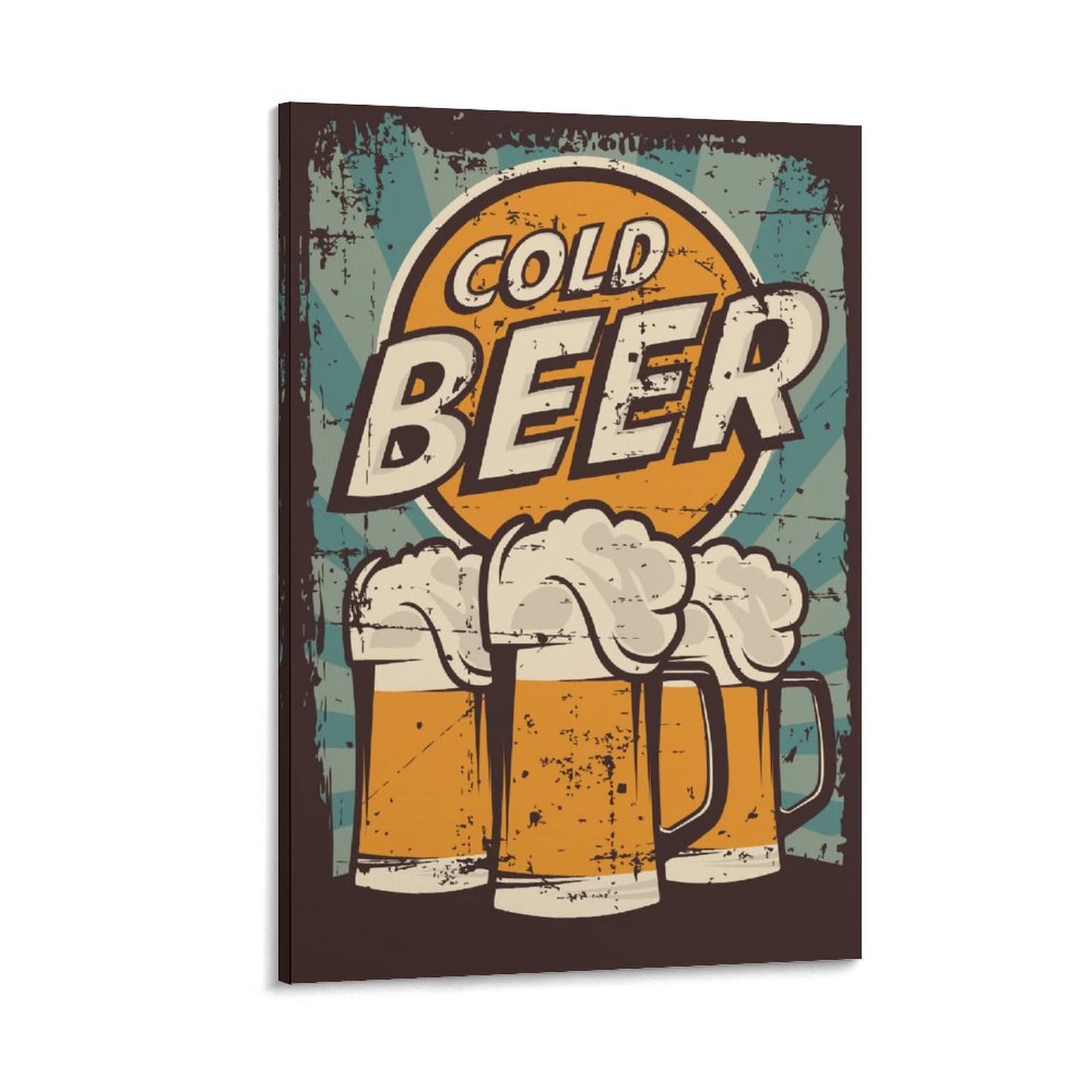 Vintage Beer Metal Tin Sign - Retro Bar Wall Decor for Home, Garage, Man Cave & Cafe - Canvas Print Artwork for Bedroom & Living Room - Perfect for Pub, Tavern & Brewery Themed Spaces