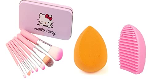 Premium 7-Piece Sloane Makeup Brush Set with Storage Box, Beauty Blender Sponge & Powder Puff | Professional Foundation, Blush & Eyeshadow Application | Includes Makeup Brush Cleaner for Easy Maintenance | Perfect for Travel & Everyday Makeup Routine