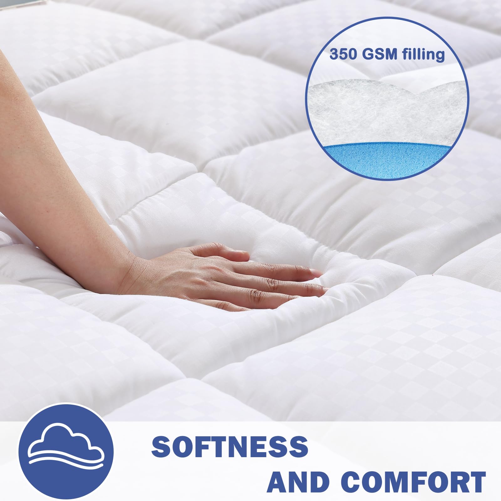 Olanly Queen Size Quilted Fitted Mattress Pad - Cooling Soft Mattress Topper with Deep Pocket (Fits up to 21