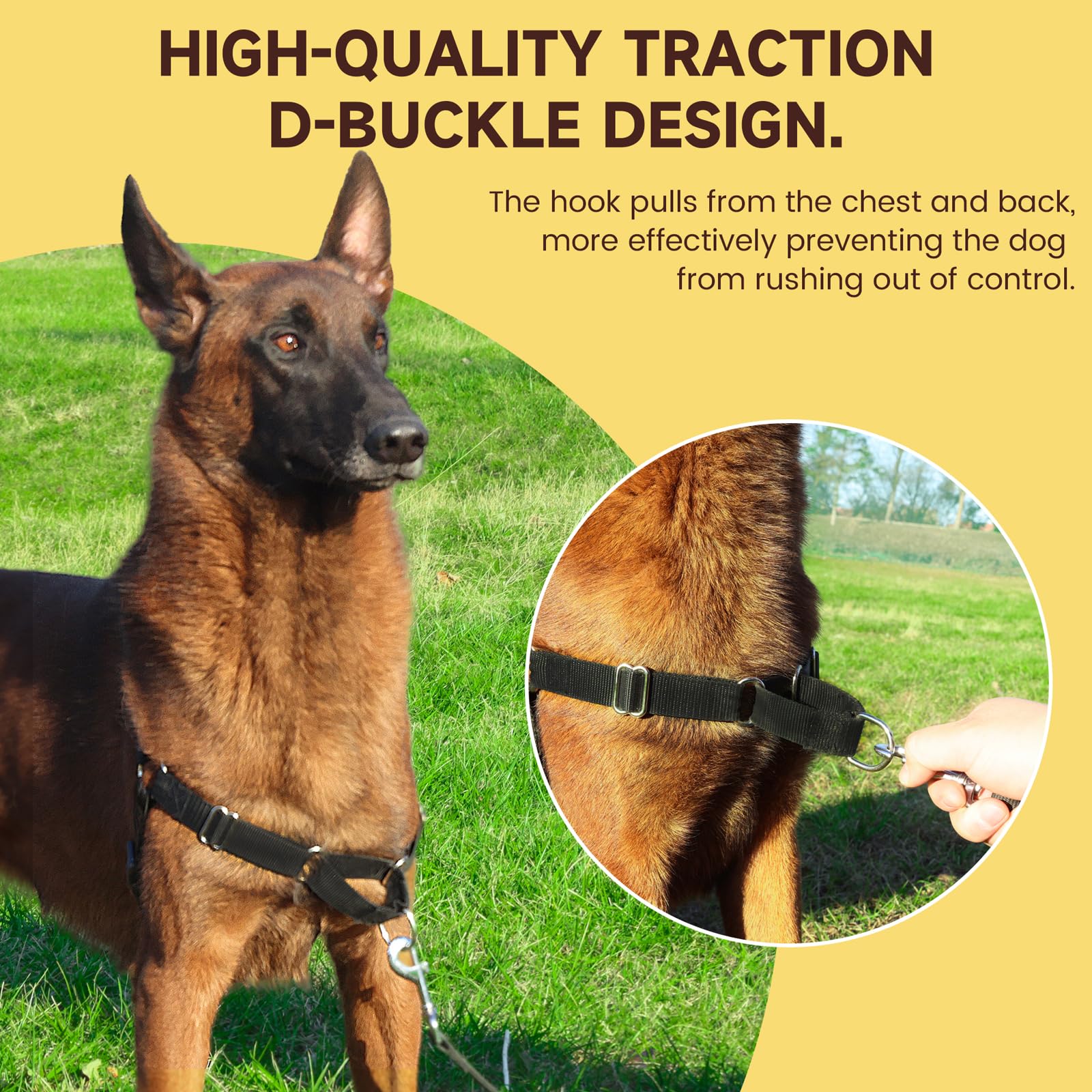 No Pull Dog Harness - Adjustable & Comfortable Walking Harness for Small, Medium & Large Dogs (Large, Black) - Perfect for Training, Hiking & Daily Walks