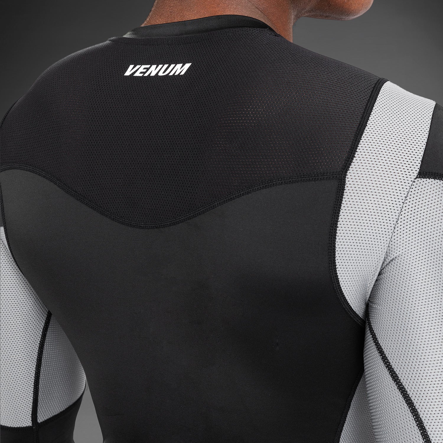 Venum Tempest Men's Long Sleeve Rashguard - Black/Grey MMA, BJJ & Training Shirt for Grappling & Combat Sports