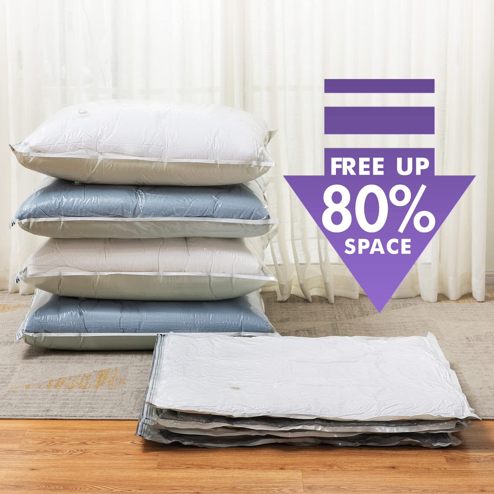 TAILI 12 Pack Vacuum Storage Bags Set (4 Jumbo, 4 Large, 4 Medium) - Space Saving Vacuum Seal Bags for Clothes, Bedding, Comforters & Blankets | Closet Organizer for Seasonal Storage & Travel Packing