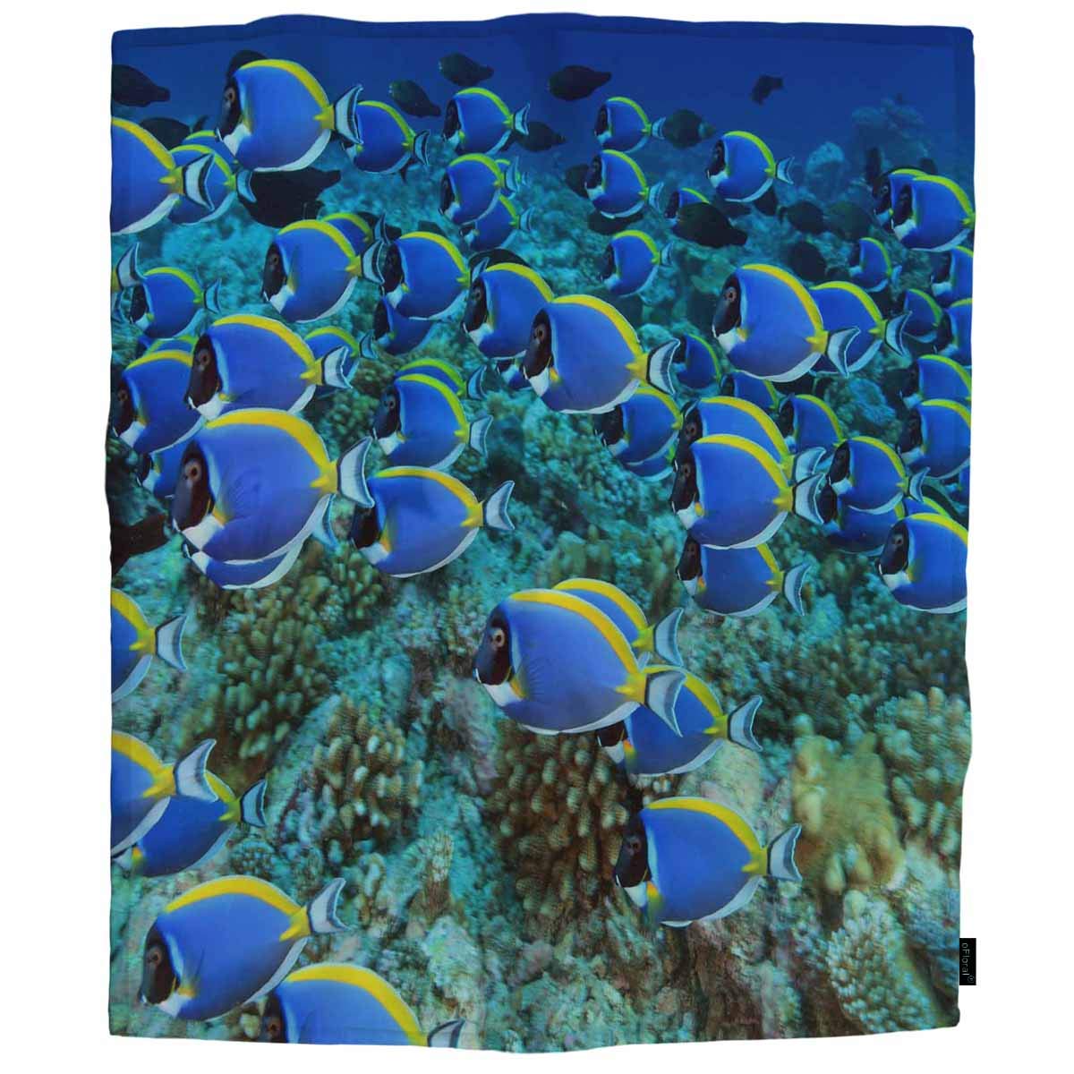 Blue Tang Kids Plush Fleece Throw Blanket - Coral Reef Design, 40x50 Inches - Soft & Cozy for Bed, Couch, Sofa, Chair, Travel - Perfect for Kids' Rooms, Movie Nights & Gifts