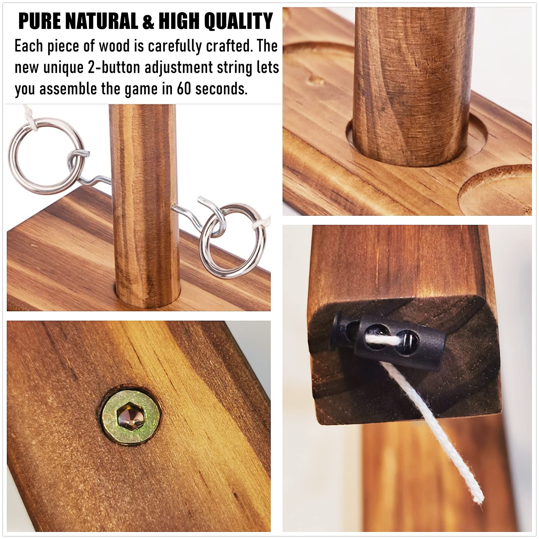Premium Hook and Ring Toss Game Set with Shot Ladder - Wooden Backyard & Indoor Outdoor Party Games for Adults - Perfect for BBQs, Tailgates, and Family Gatherings